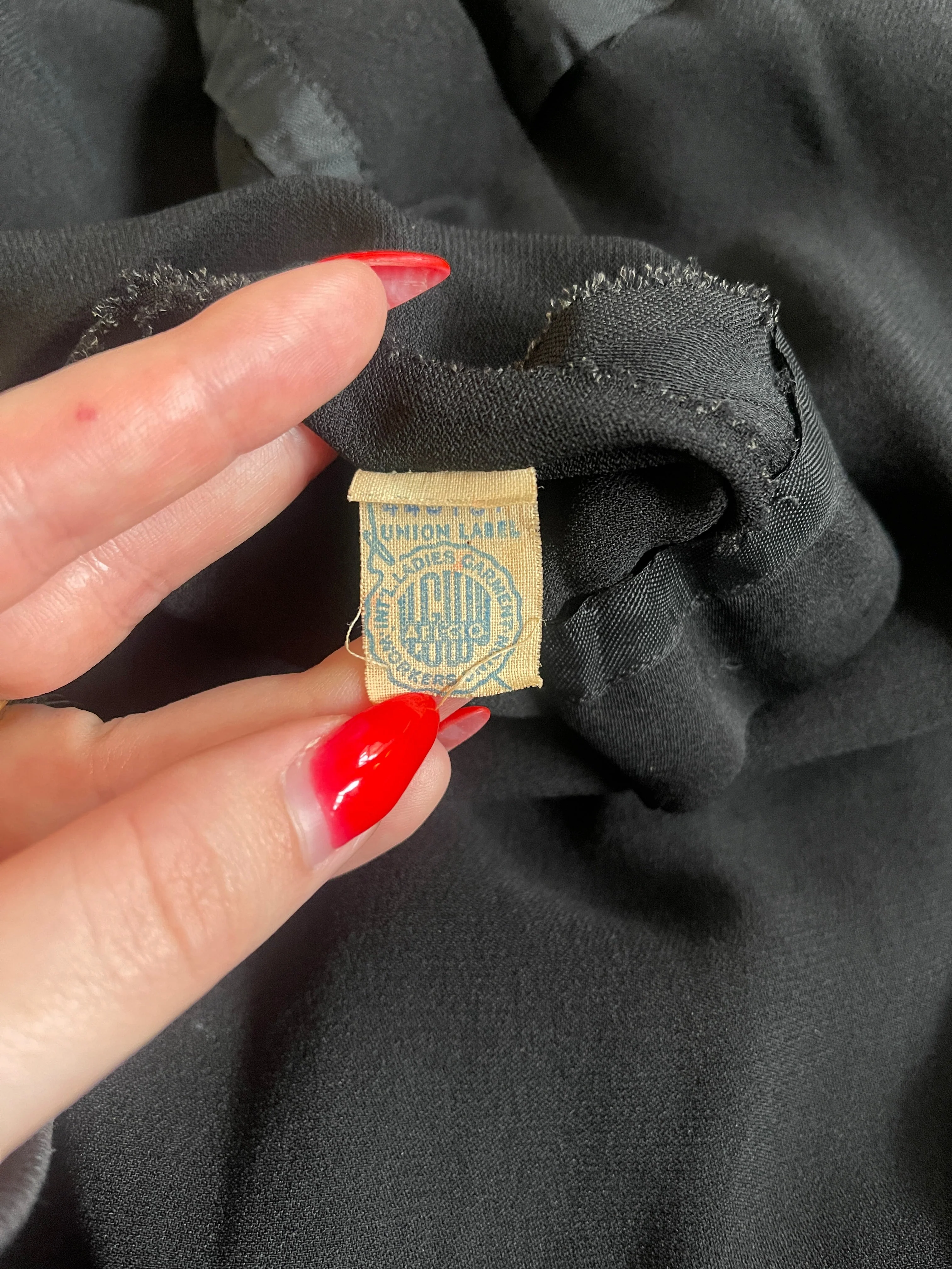 1950’s Ceil Chapman Black Crepe Crossover Dress - Image 9