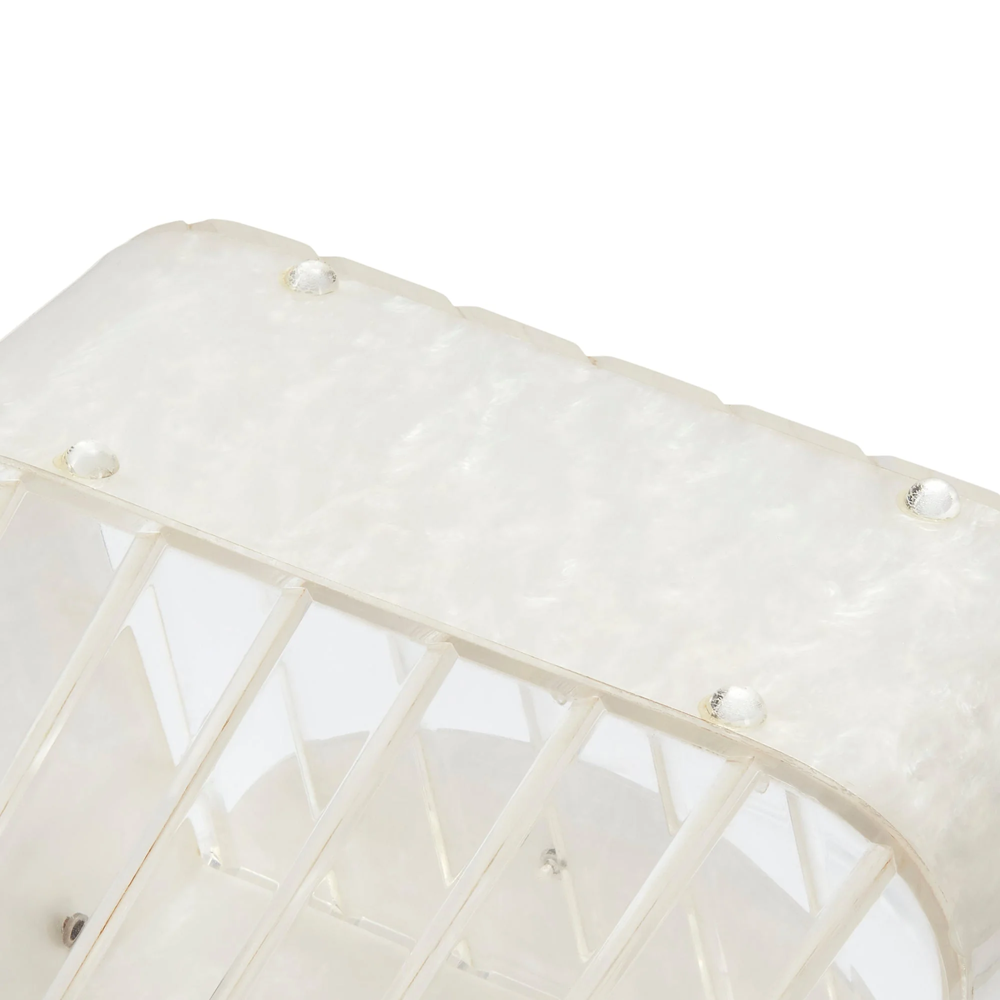 1950s Pearlescent Trapeze Clear Lucite Top Handle Bag - Image 10