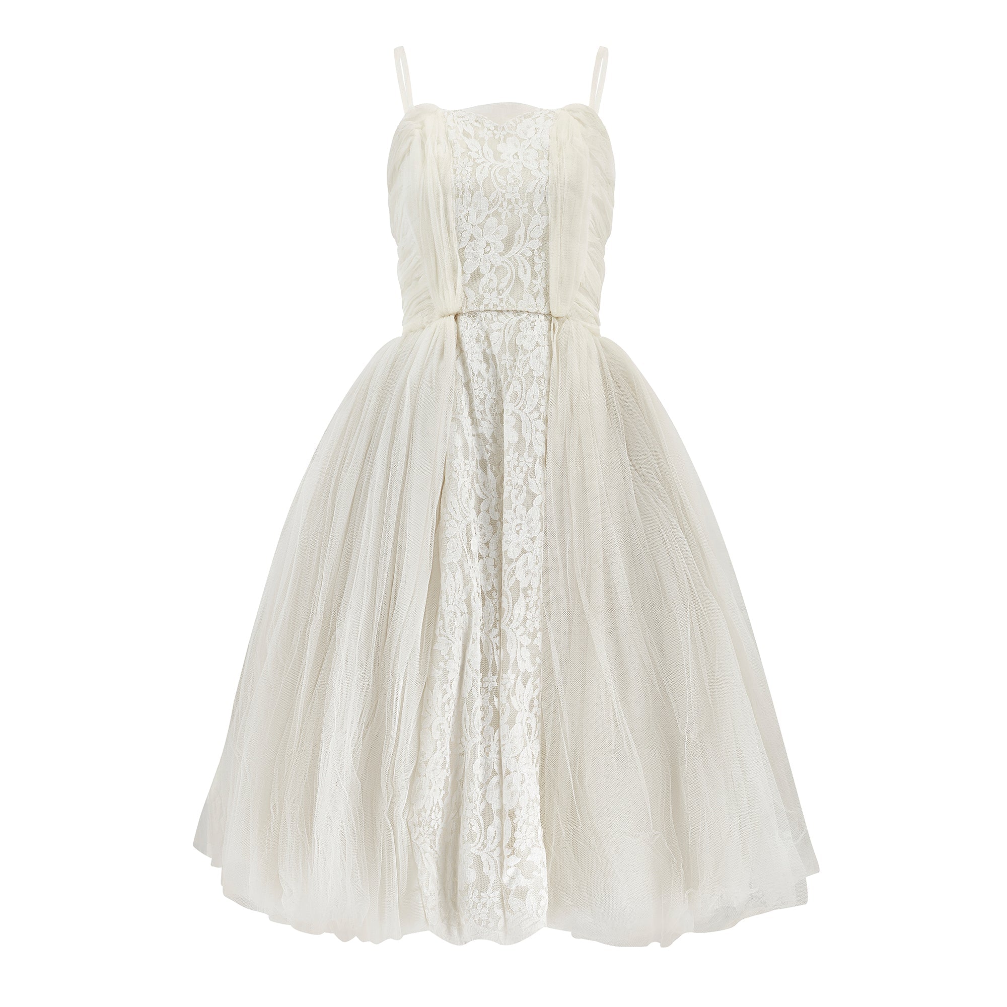 1950s White Tulle Ballerina Style Wedding Dress - Image 6