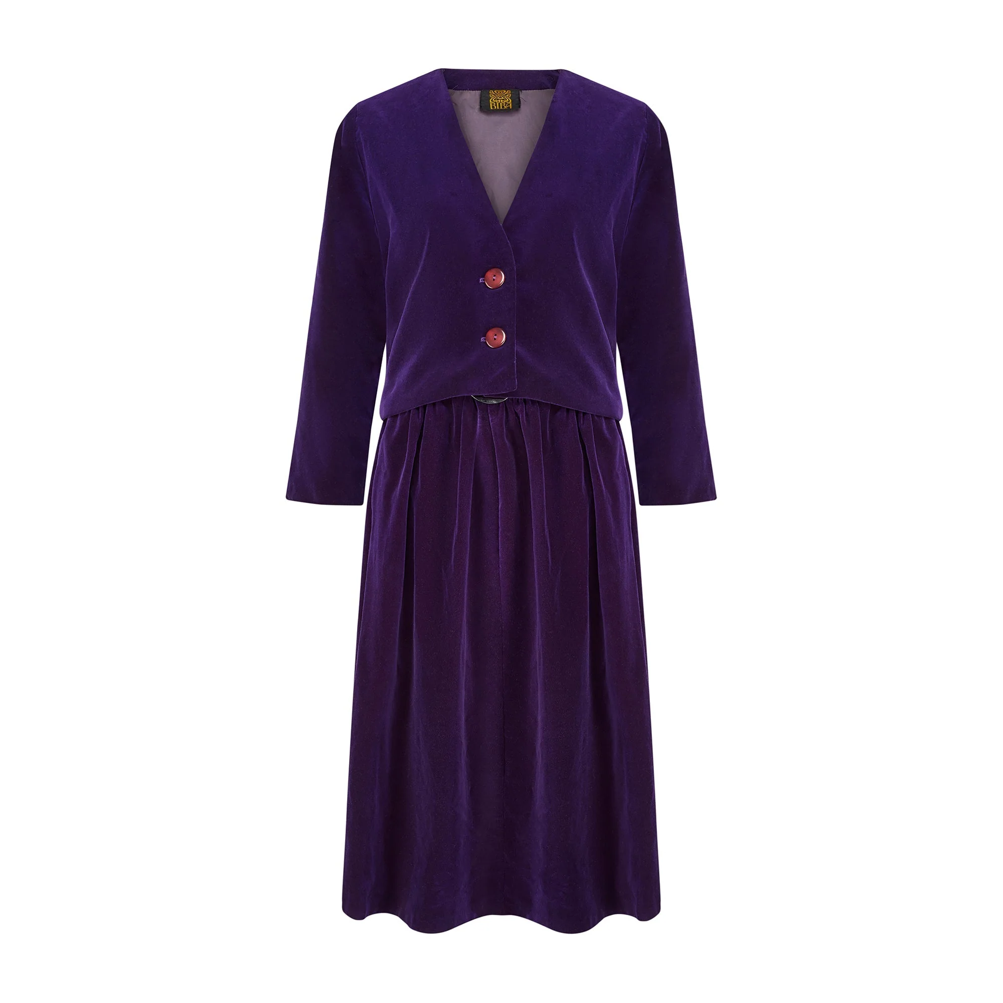 1960s Biba Purple Velvet Skirt Suit with Silver Buckle - Image 11