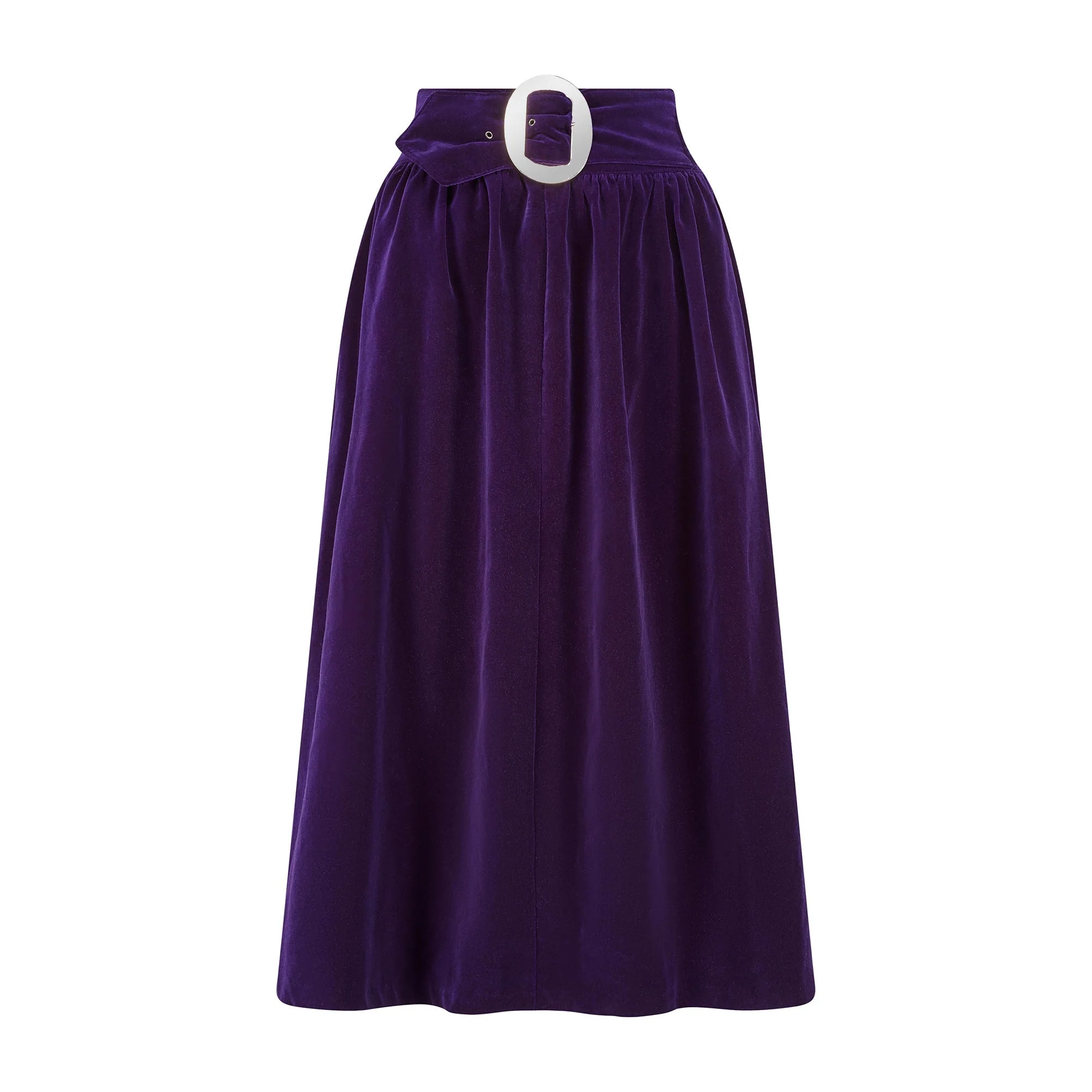 1960s Biba Purple Velvet Skirt Suit with Silver Buckle - Image 4
