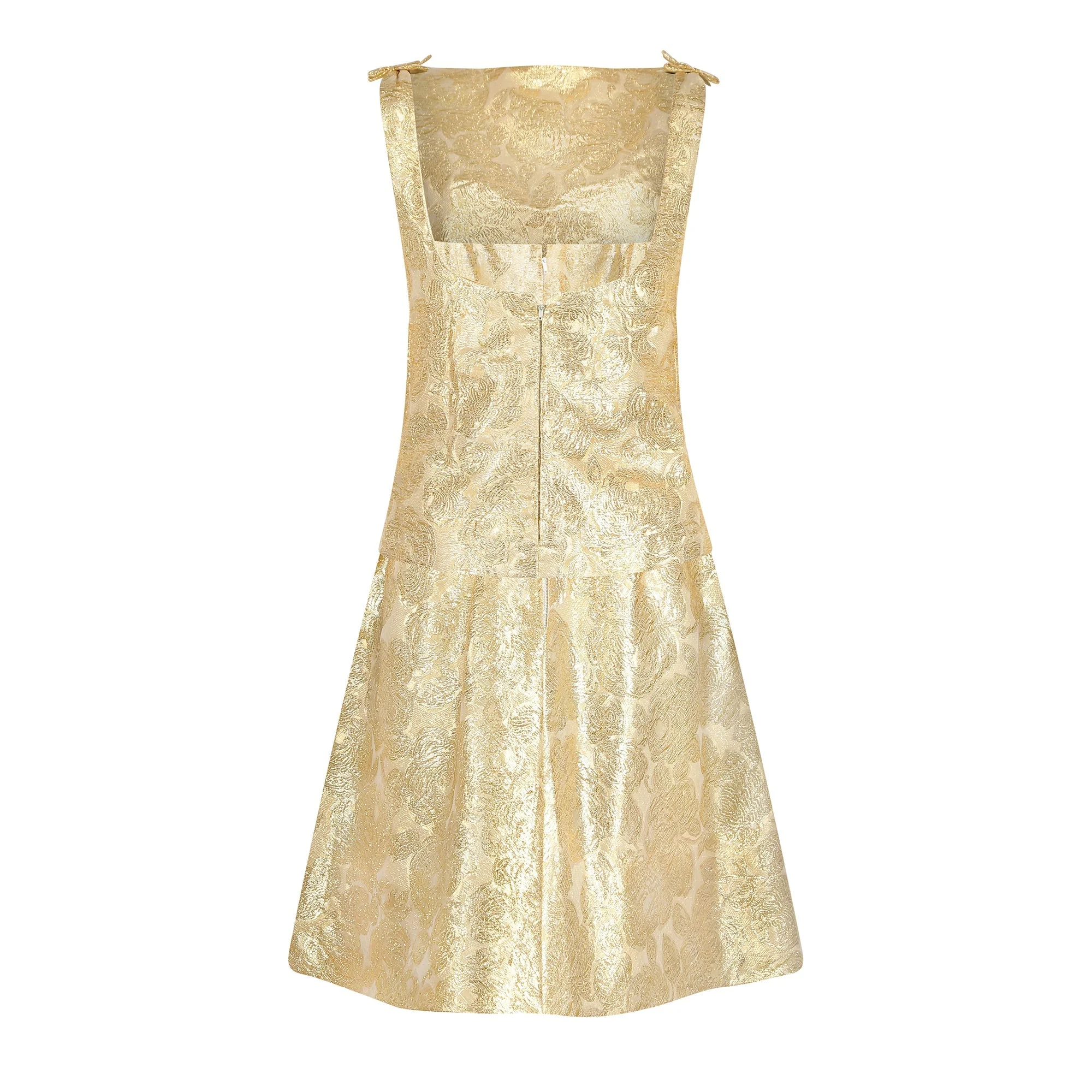 1960s French Couture Floral Gold Brocade Dress Ensemble - Image 15