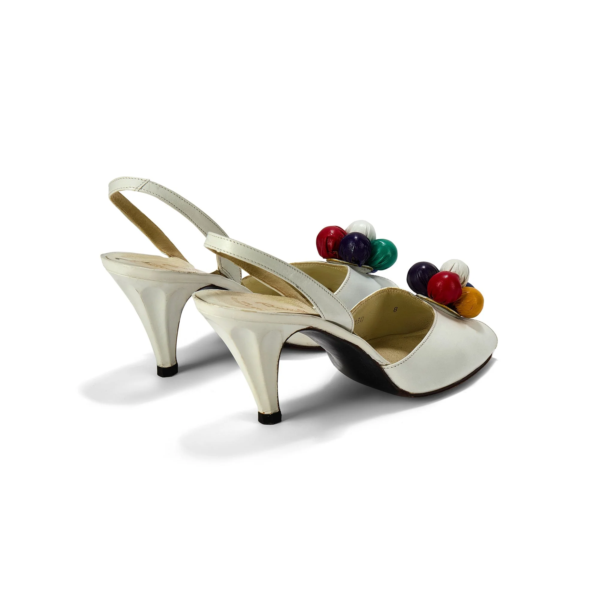 1960s Russell and Bromley White Peep Toe Shoes - Image 2