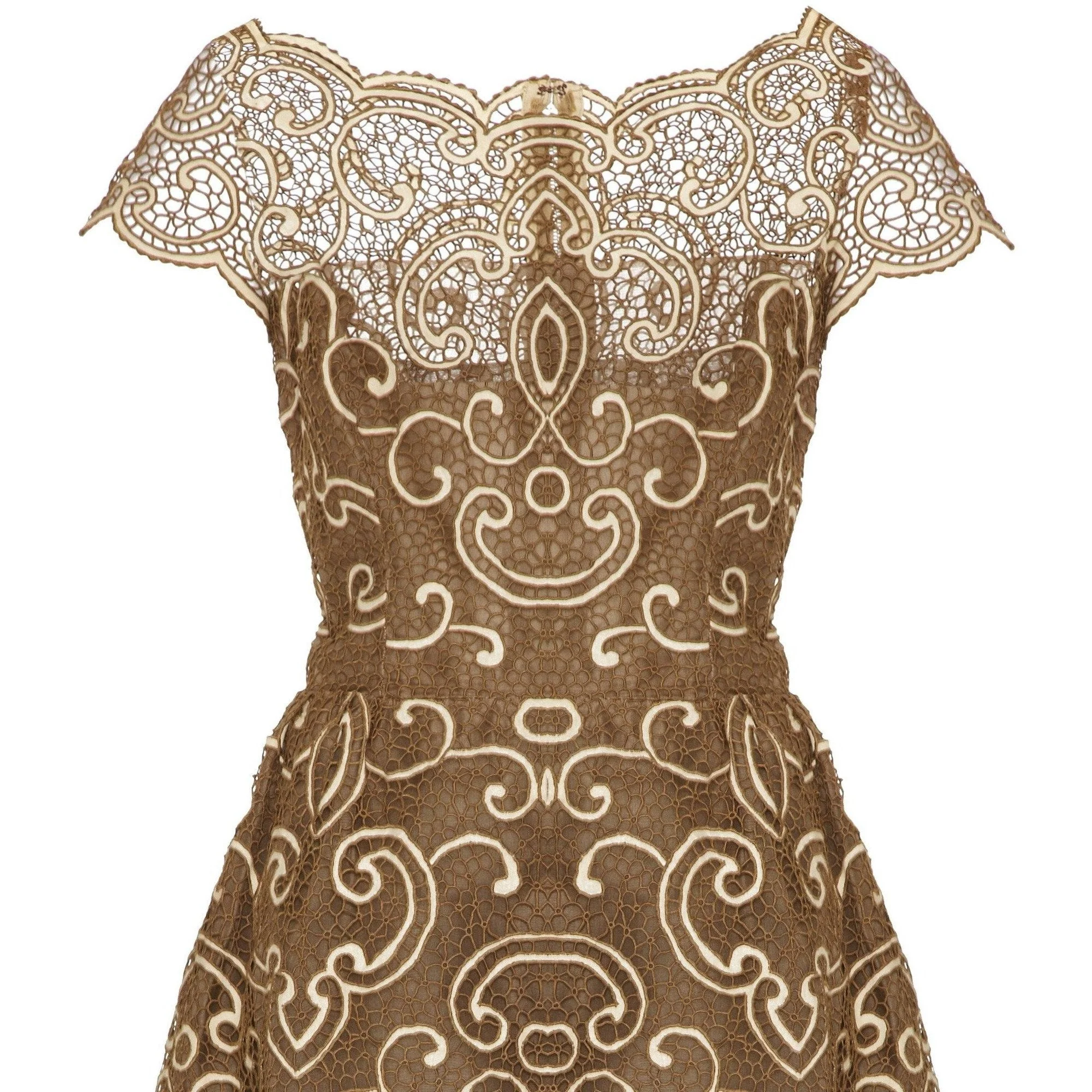1960s Samuel Winston Gold Lace Dress - Image 3
