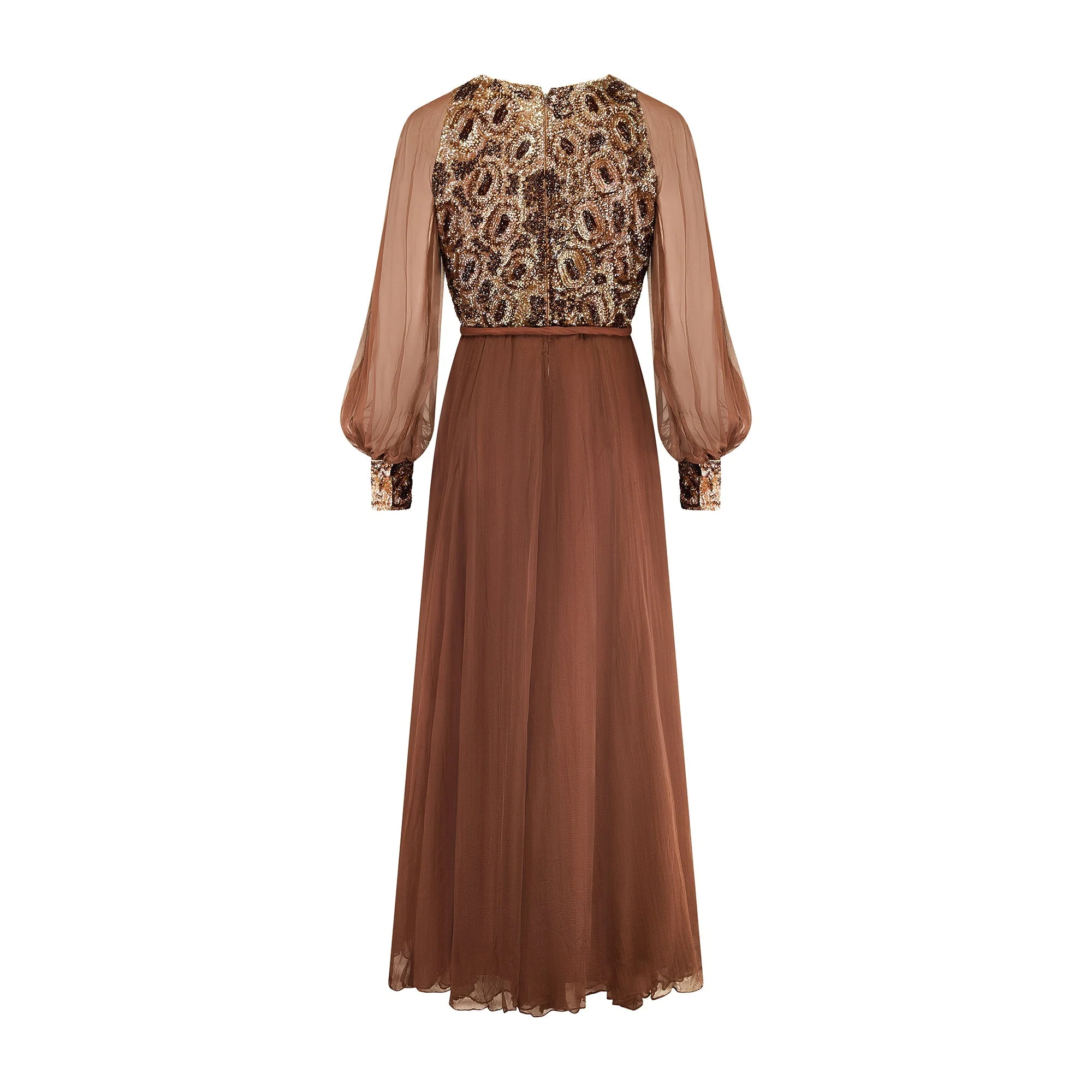 1960s Sequinned Couture Made Brown Dress - Image 7