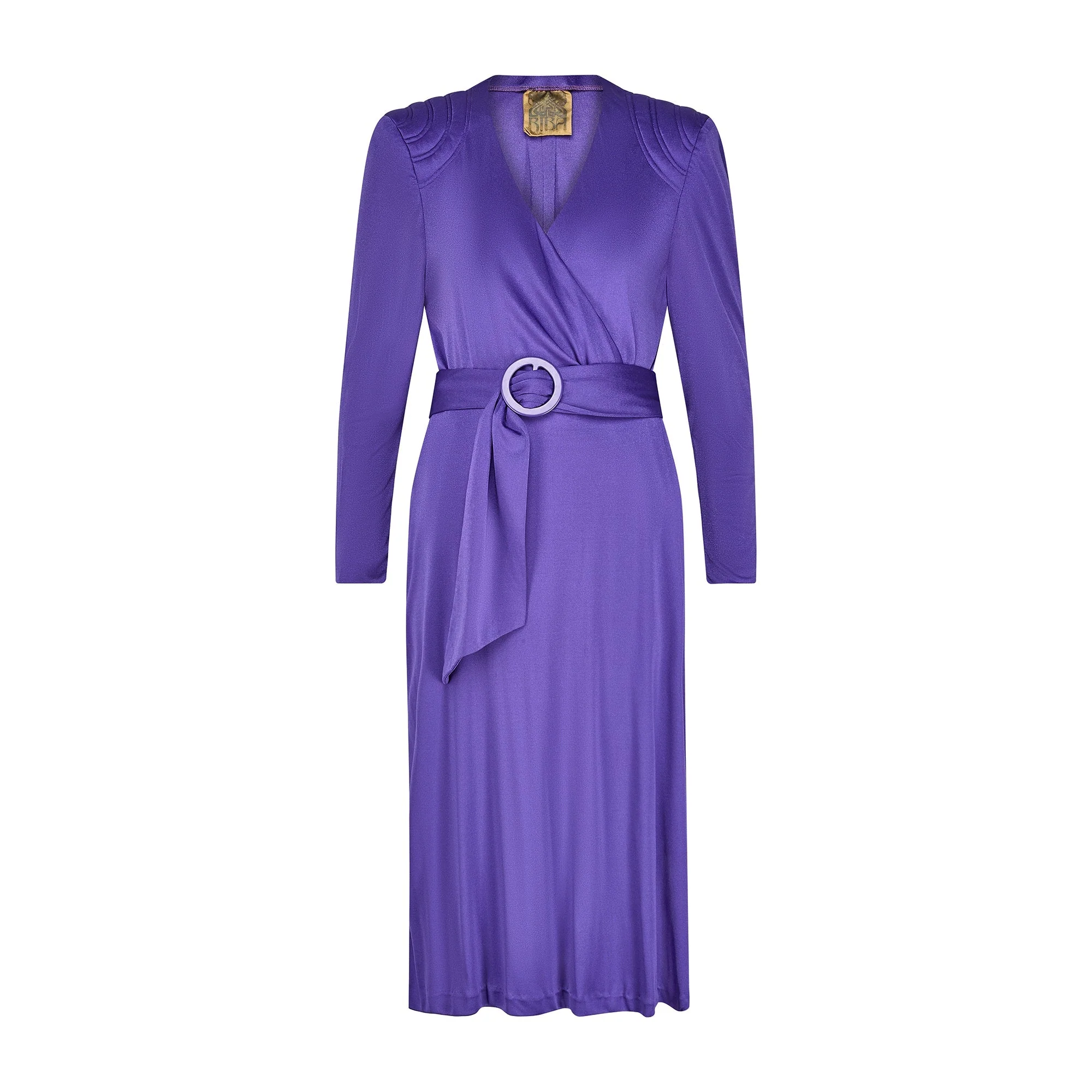 1970s Biba Purple Jersey Wrap Dress with Tonal Belt - Image 6