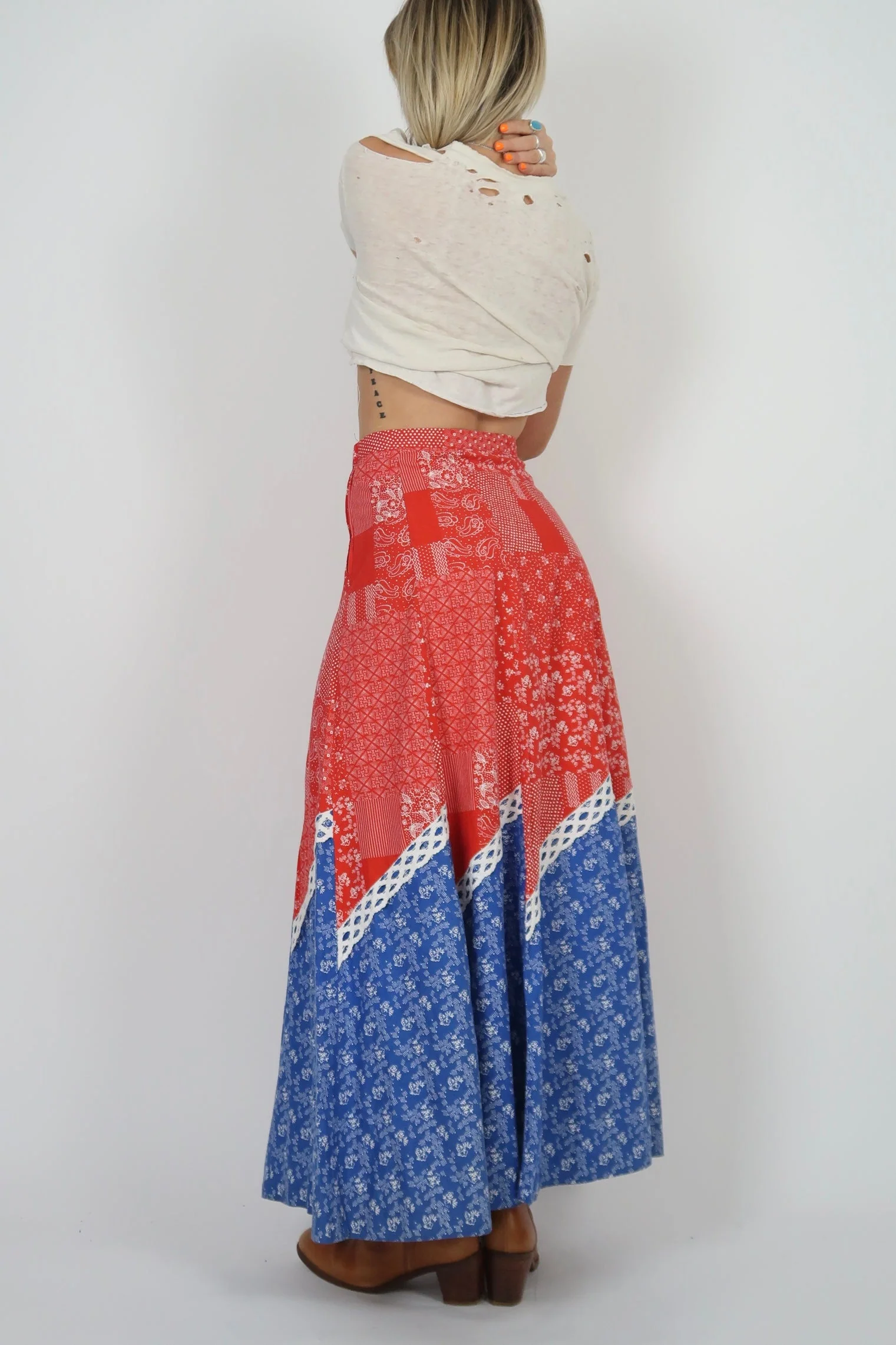 1970s cotton maxi skirt - Image 4