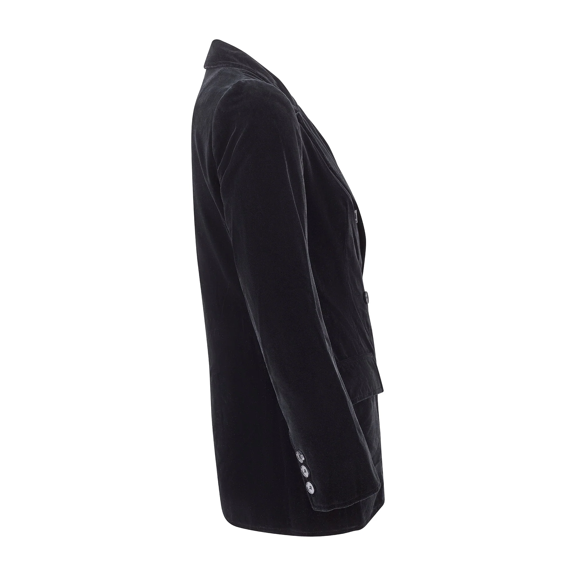 1970s Givenchy Nouvelle Boutique Black Velvet Double Breasted Jacket - Image 7