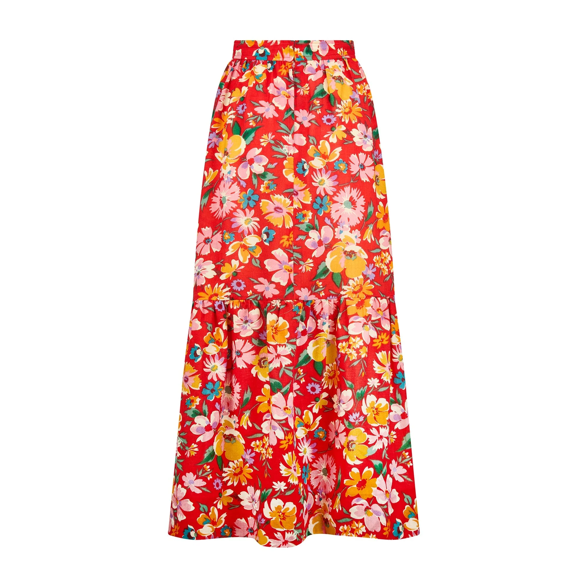 1970s Hildebrand Liberty Print Red Wool Floral Skirt Suit - Image 18