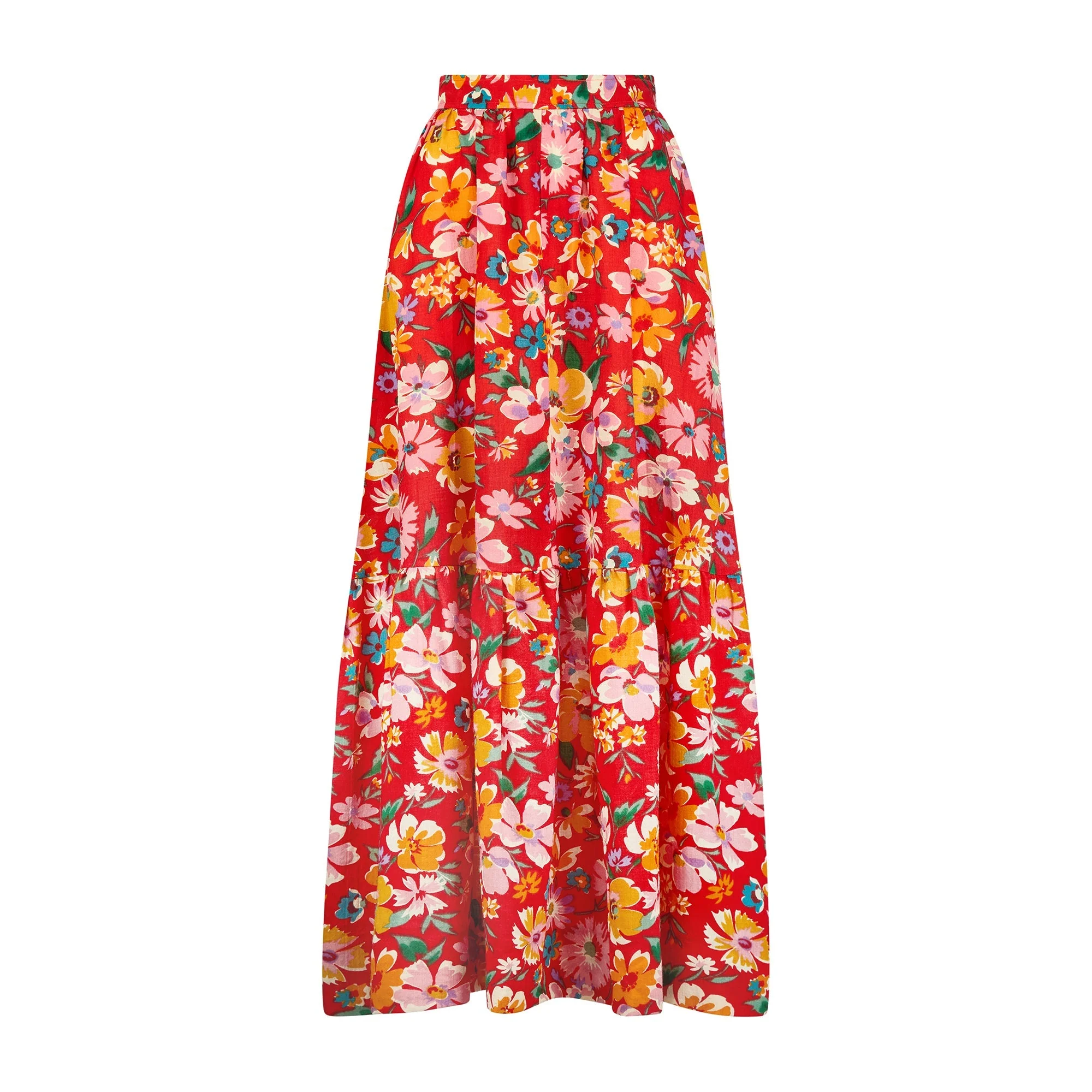 1970s Hildebrand Liberty Print Red Wool Floral Skirt Suit - Image 19