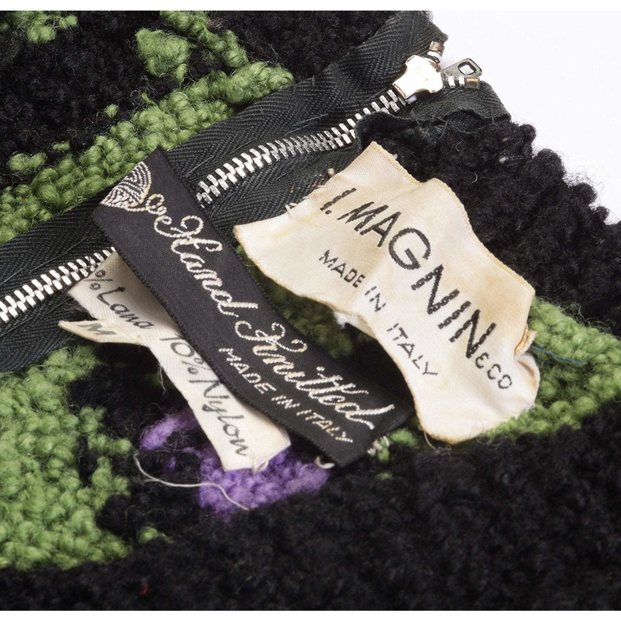 1970s I.Magnin Hand Knitted Wool Sweater With Abstract Design - Image 4