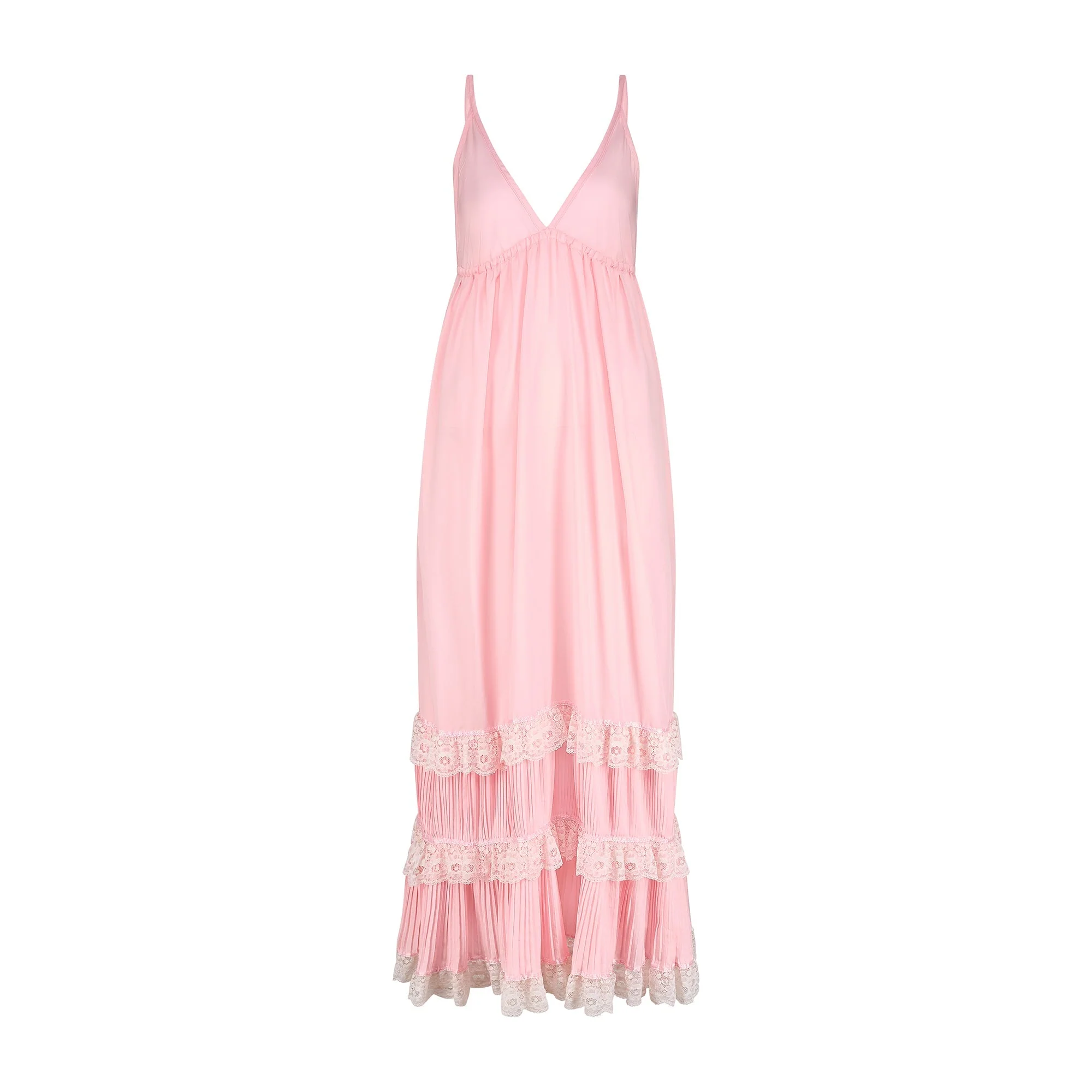 1970s Kayser Pink Silk and Lace Trousseau Slip with Matching Robe