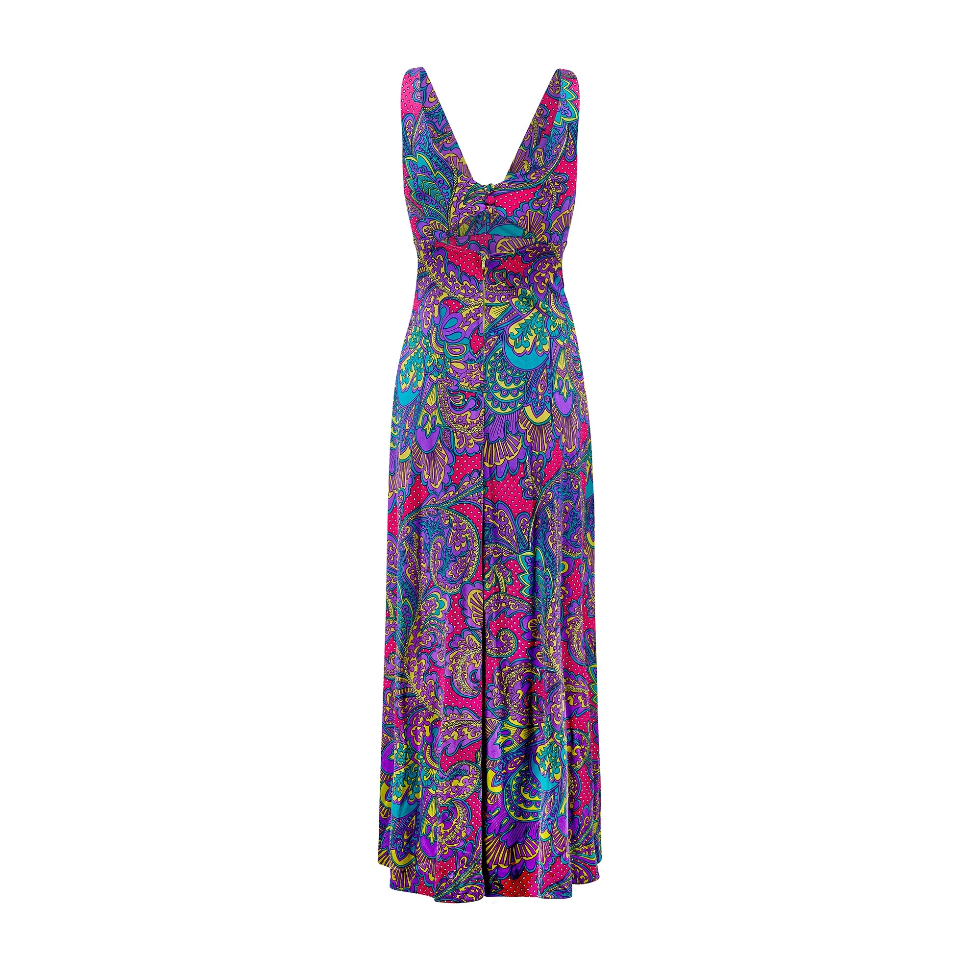 1970s Rose Marie Reid Colourful Paisley Print Maxi Dress - Image 3