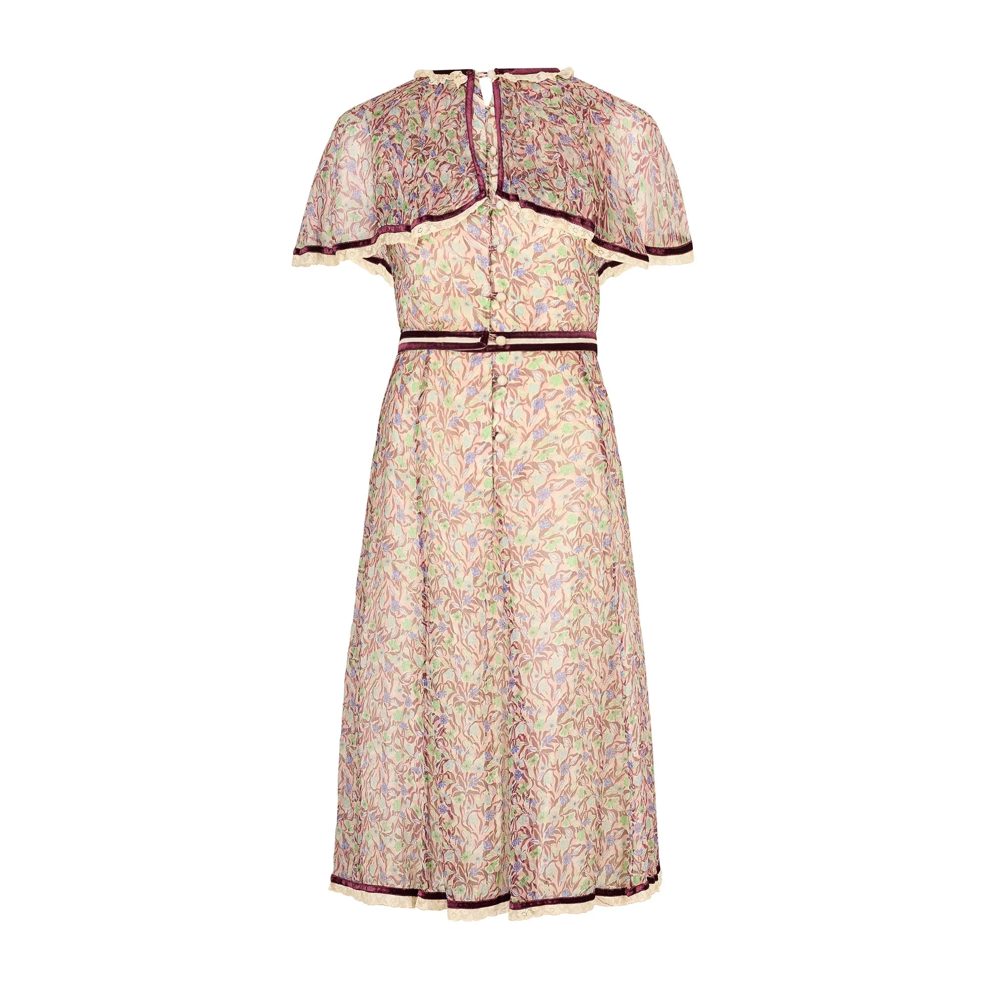 1970s Rumak Couture Silk Floral Chiffon Dress with Capelet - Image 8
