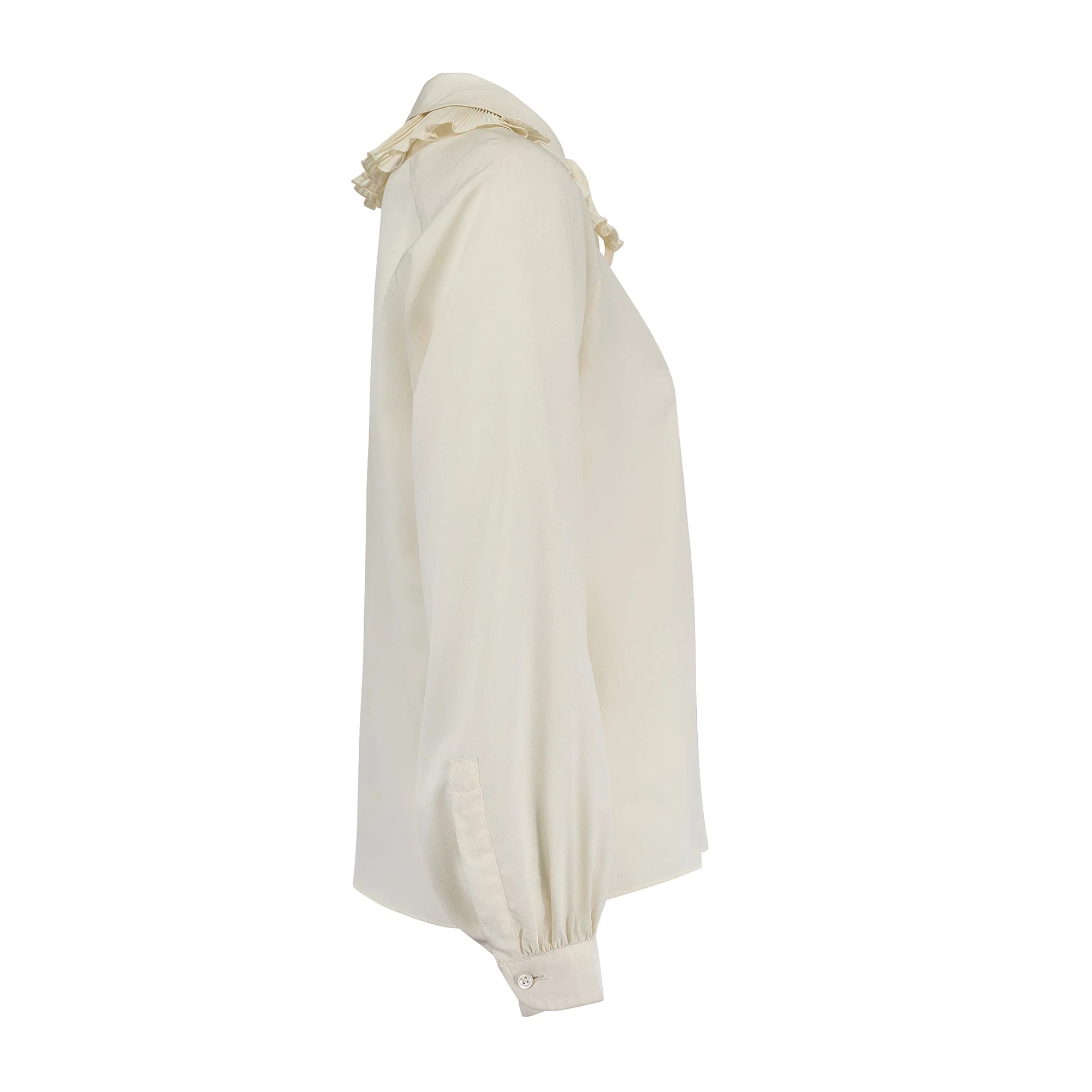 1970s Zandra Rhodes Cream Blouse with Removable Ruffle Collar - Image 18