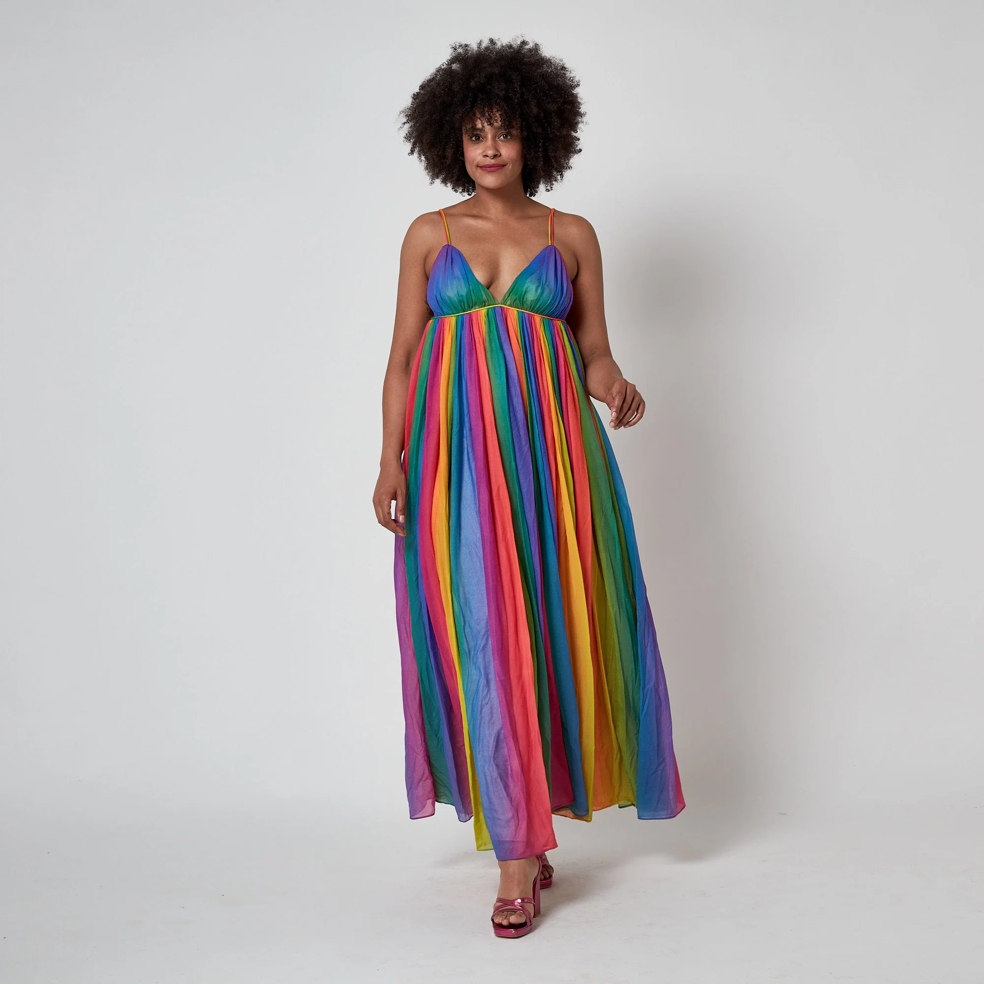 1974 Documented Jean Varon Rainbow Maxi Dress - Image 7