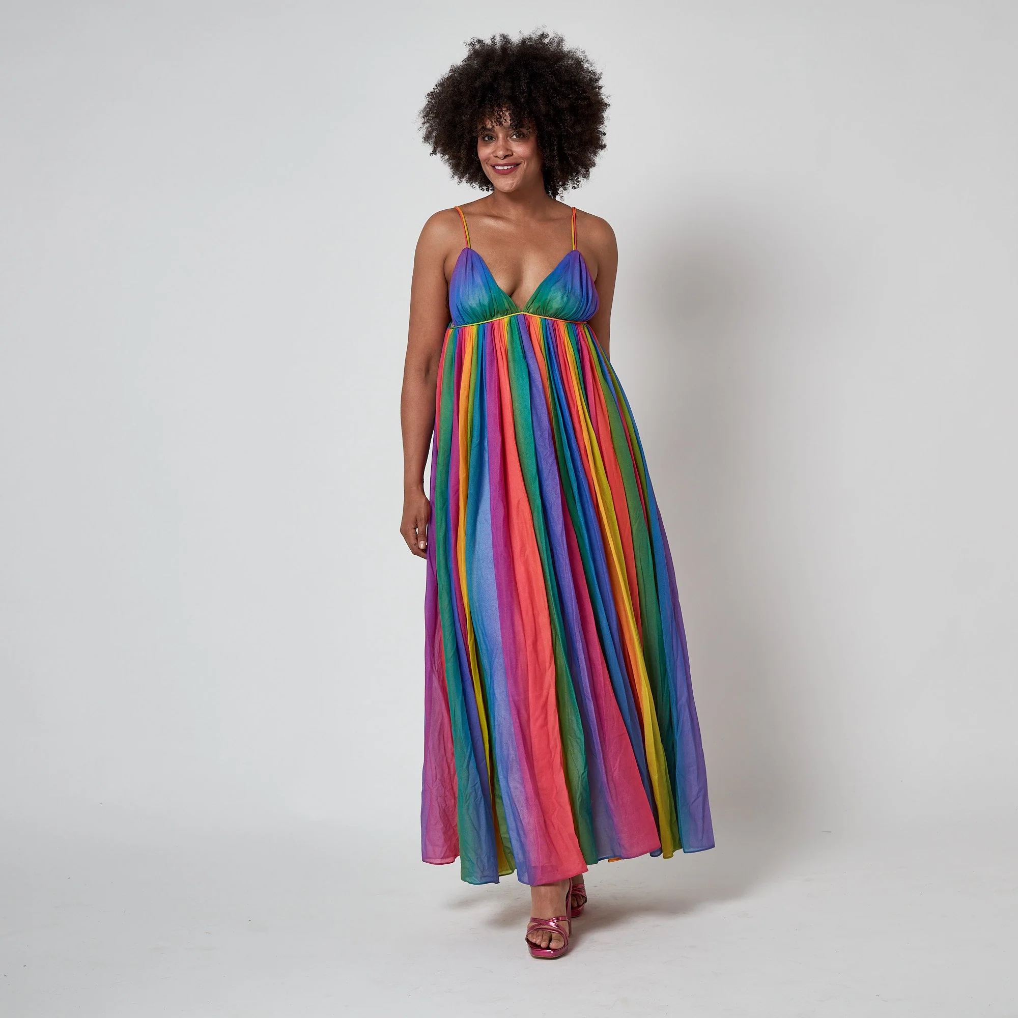 1974 Documented Jean Varon Rainbow Maxi Dress - Image 9