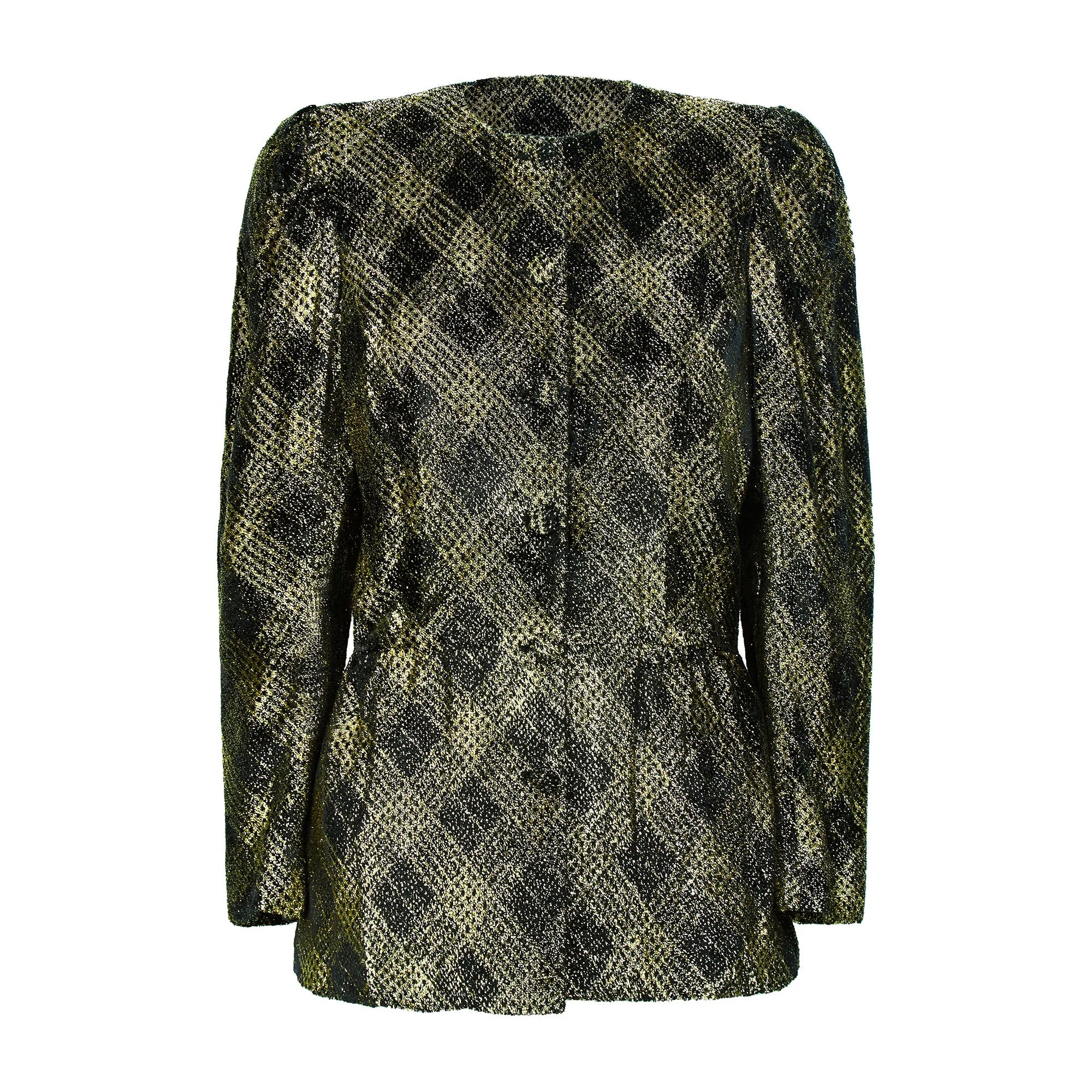 1980s Schiaparelli Black Chenille Velvet and Gold Lurex Jacket