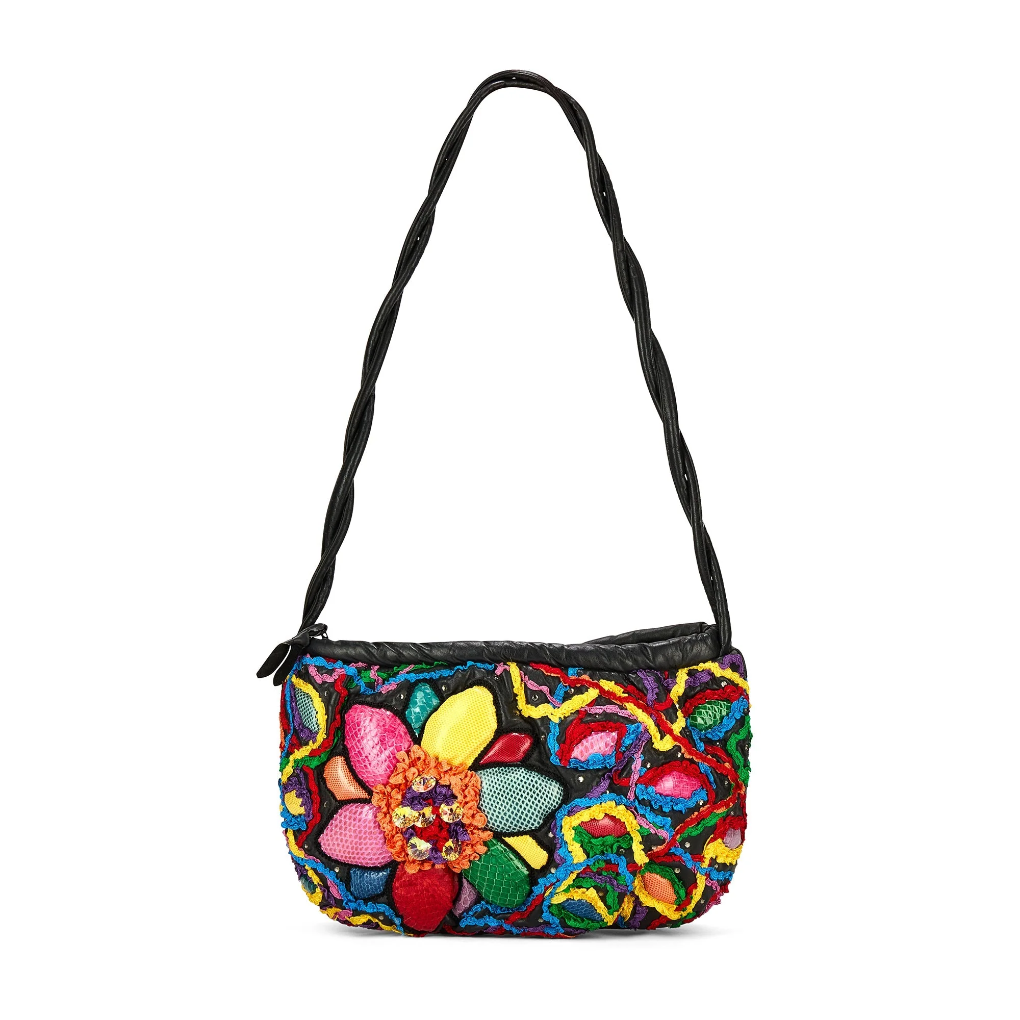 1980s Ted Land Colourful Leather Patchwork Bag