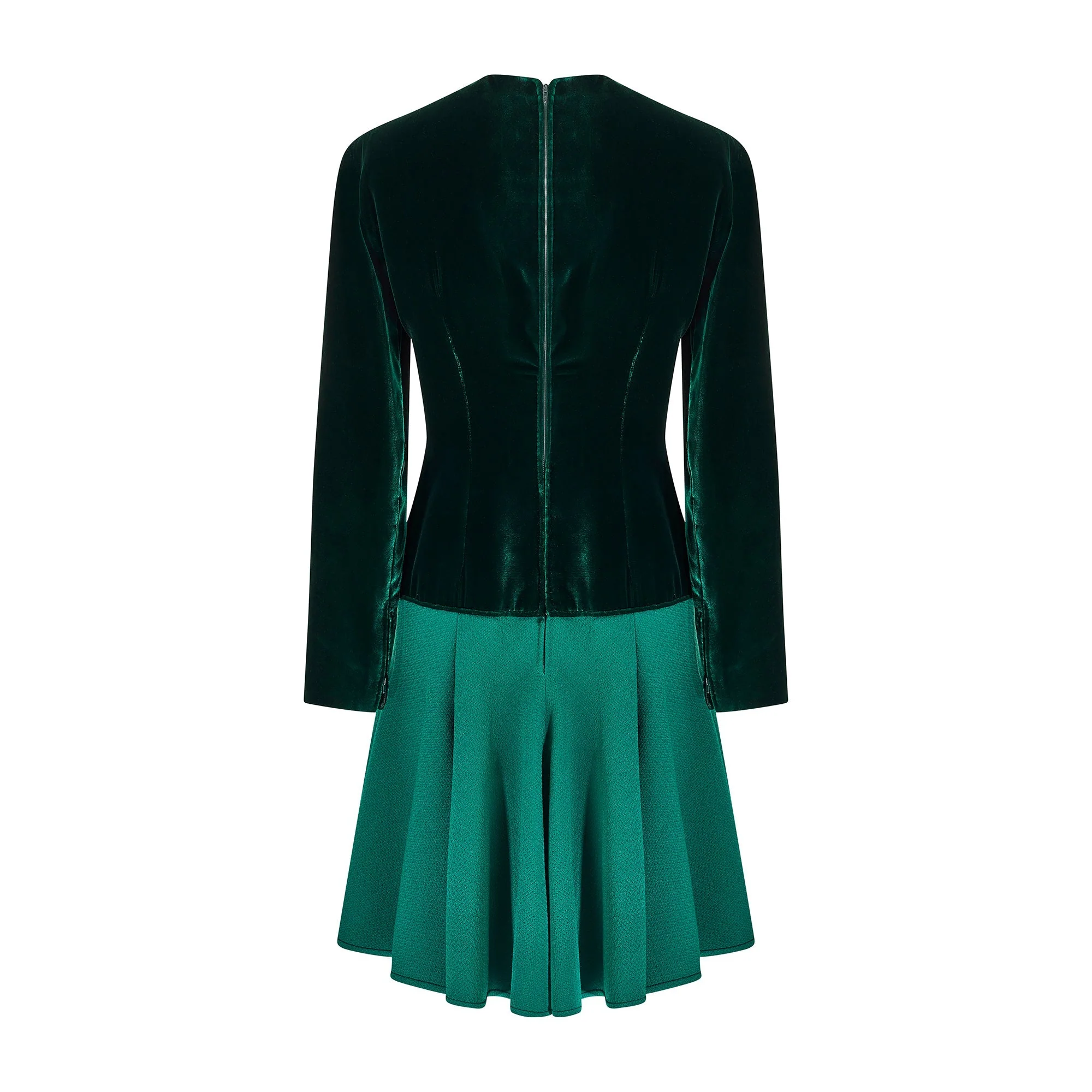 1983 Valentino Haute Couture Emerald Green Velvet and Wool Dress - Image 27
