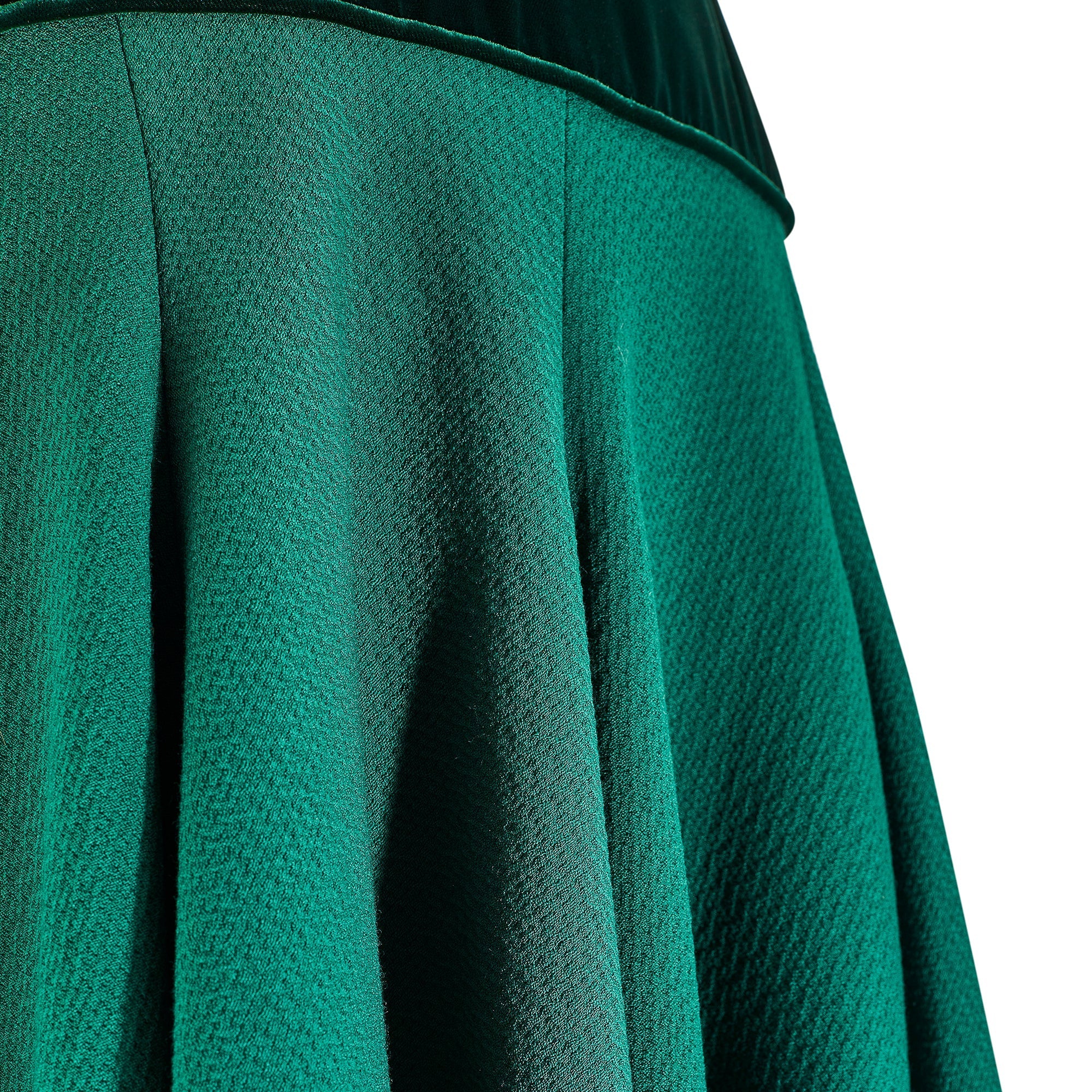 1983 Valentino Haute Couture Emerald Green Velvet and Wool Dress - Image 4