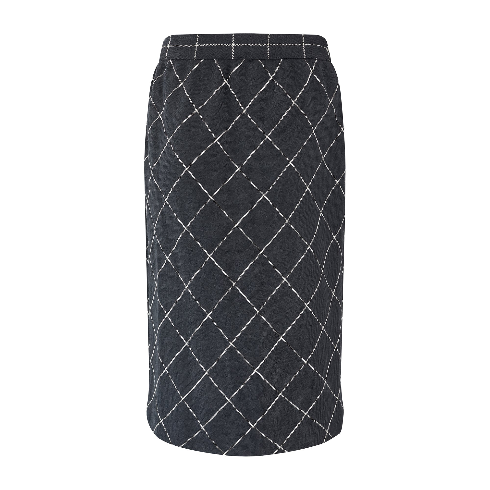 1986 Emanuel Ungaro Black White Plaid Skirt Suit with Velvet Trim - Image 6