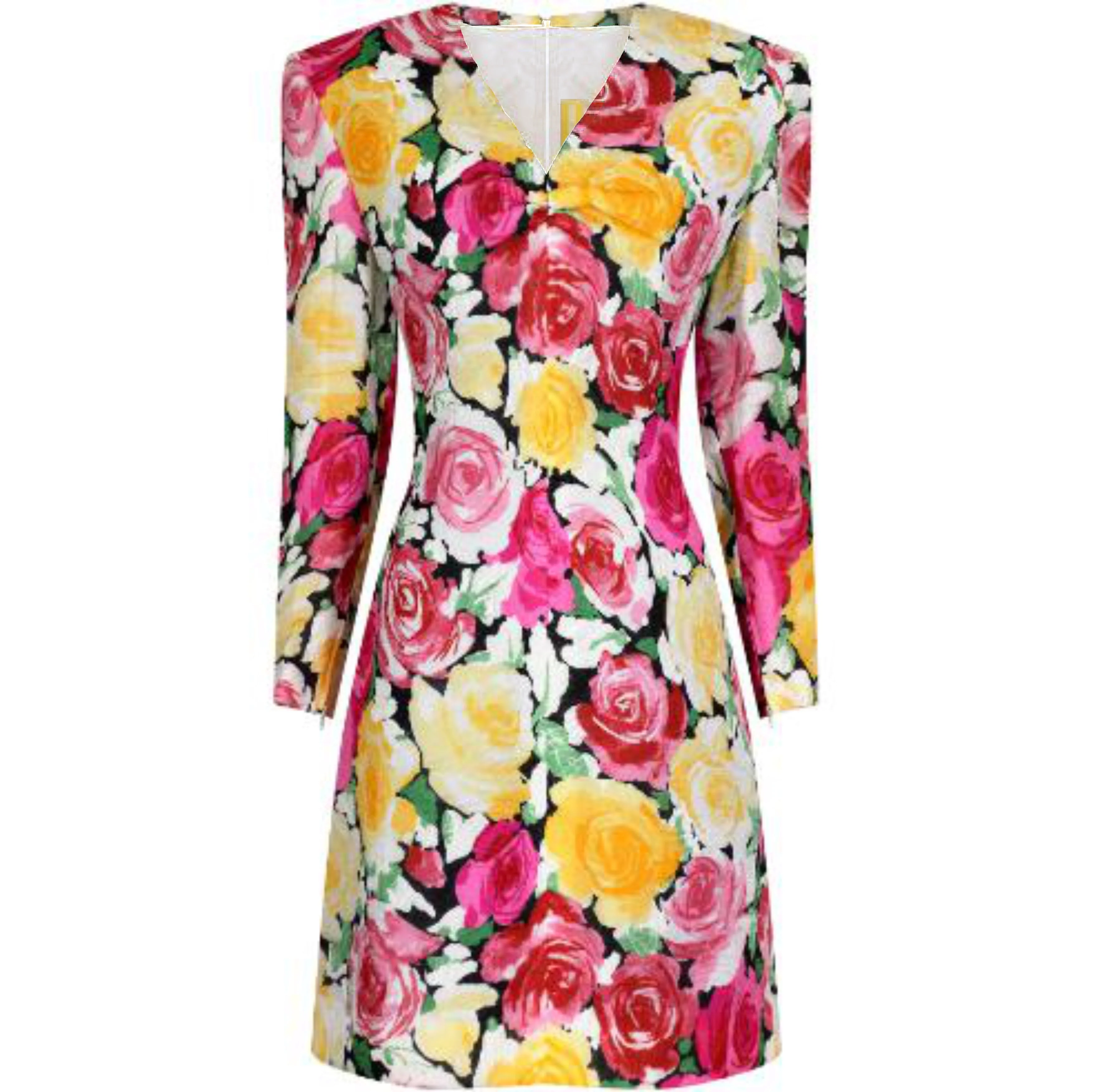 1988 Documented Christian Lacroix Couture Rose Print Dress - Image 2