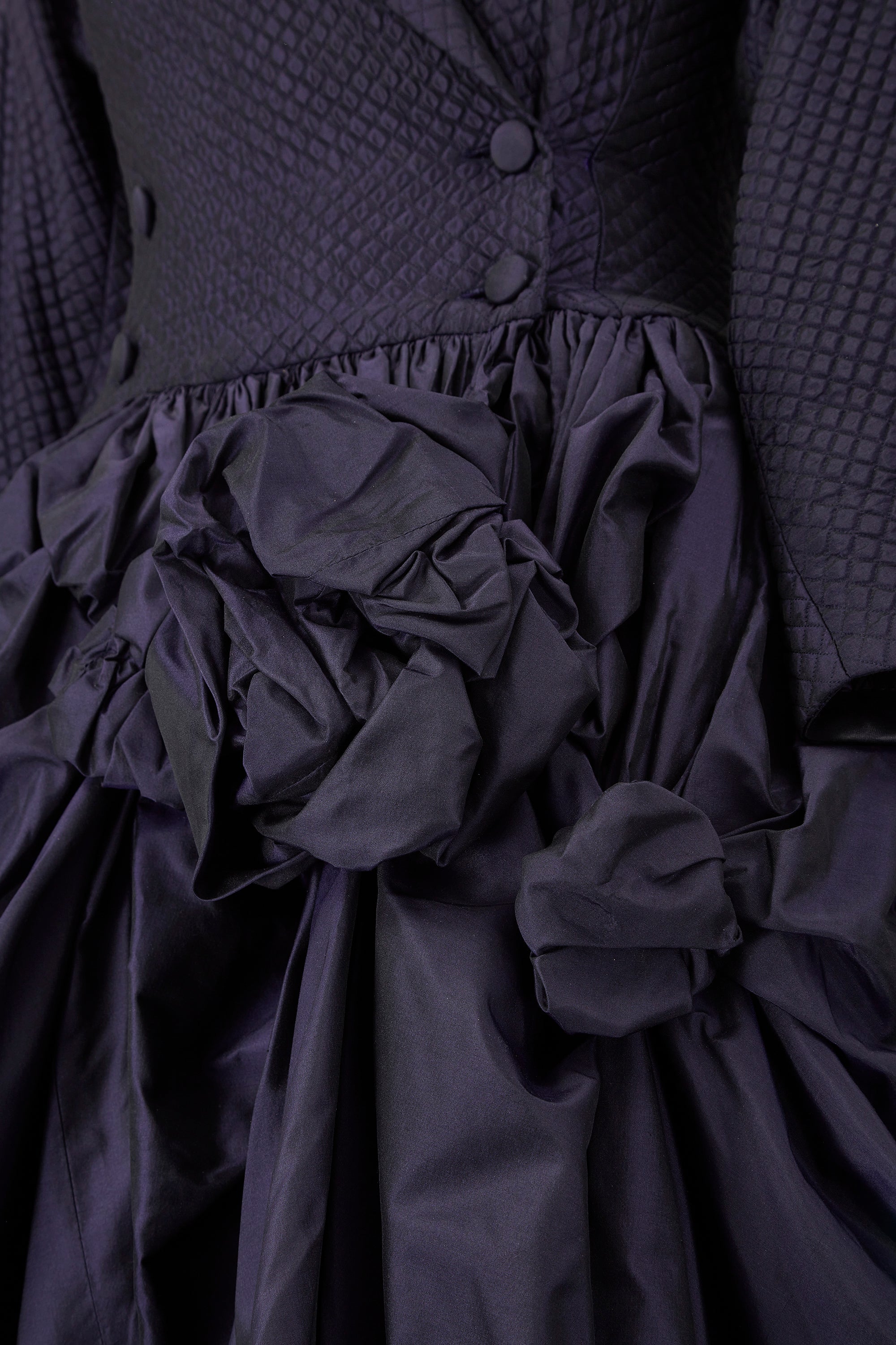 1990s Jacques Azagury Purple Taffeta Victorian Inspired Dress - Image 11