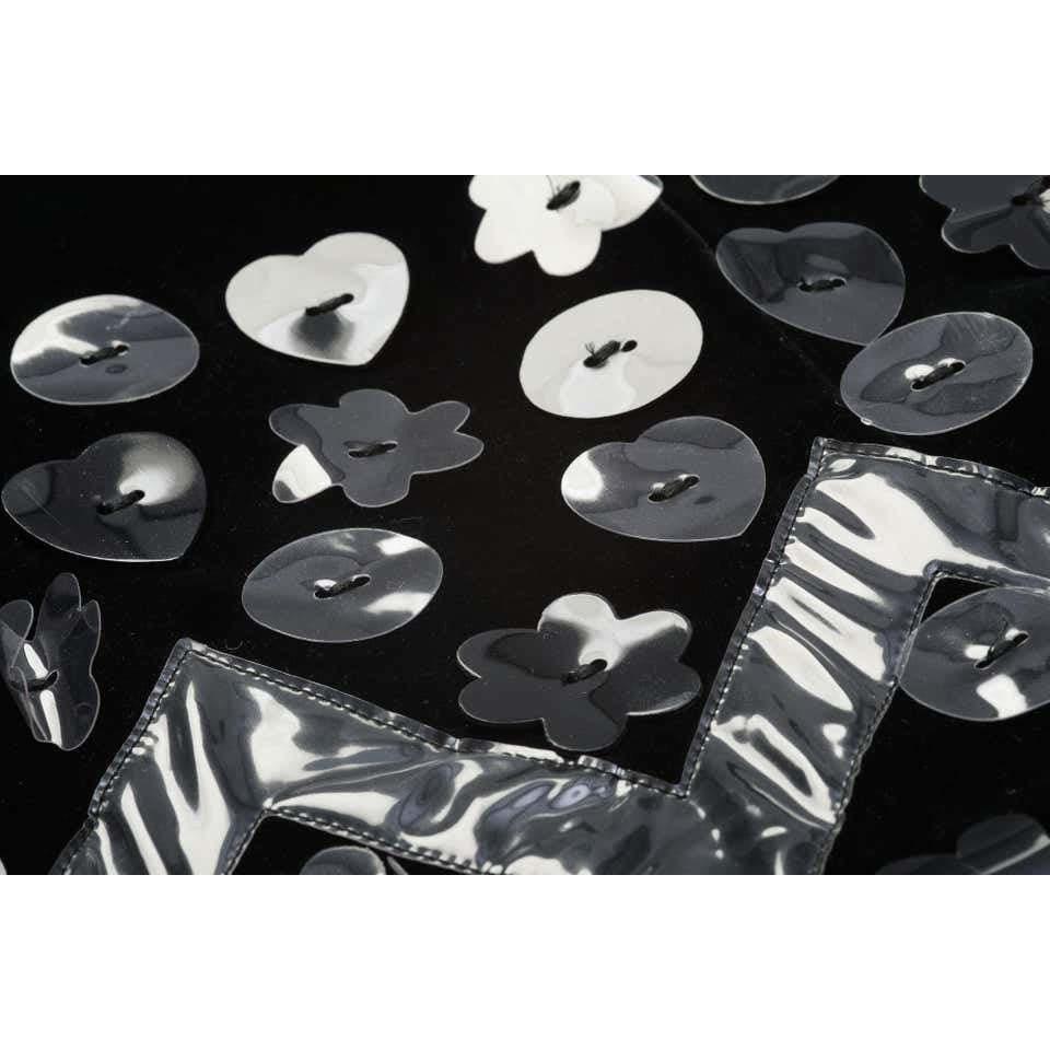 1990s Moschino Black Velvet Dress With Novelty Vinyl Appliques - Image 2
