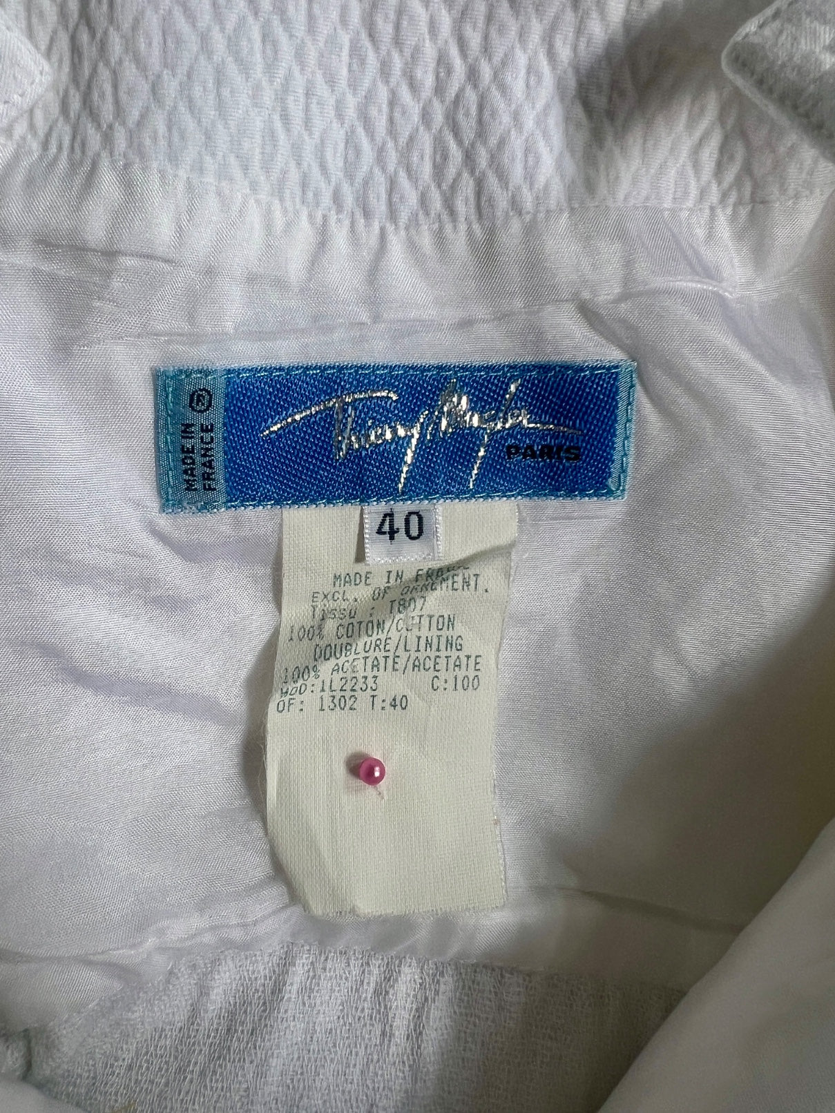 1990s Thierry Mugler White Cotton Mini Dress with Belt Detail - Image 5