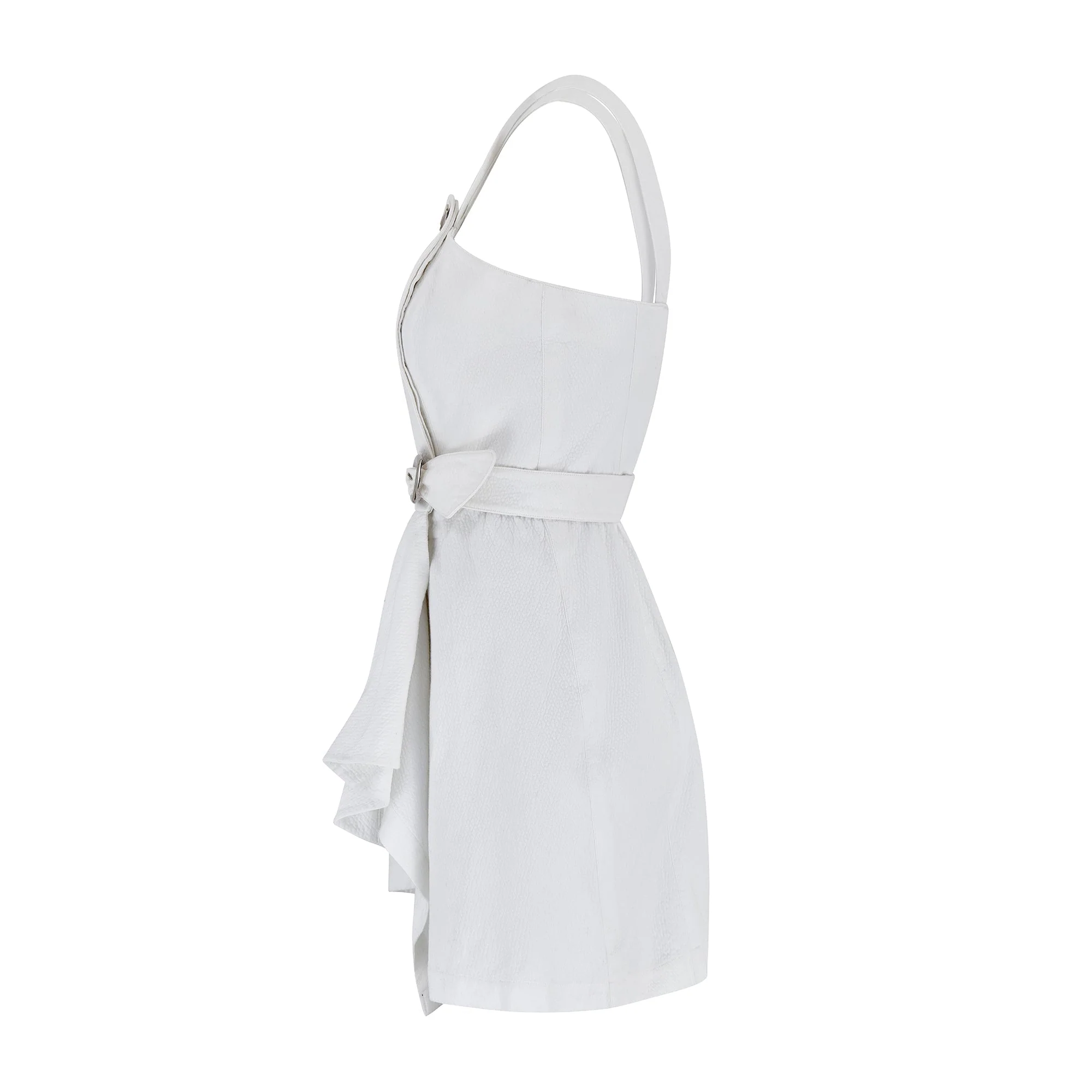 1990s Thierry Mugler White Cotton Mini Dress with Belt Detail - Image 9