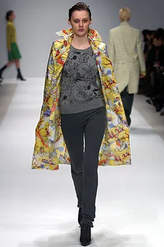 2003 Burberry Green Blue Yellow Floral Wool Coat - Image 5