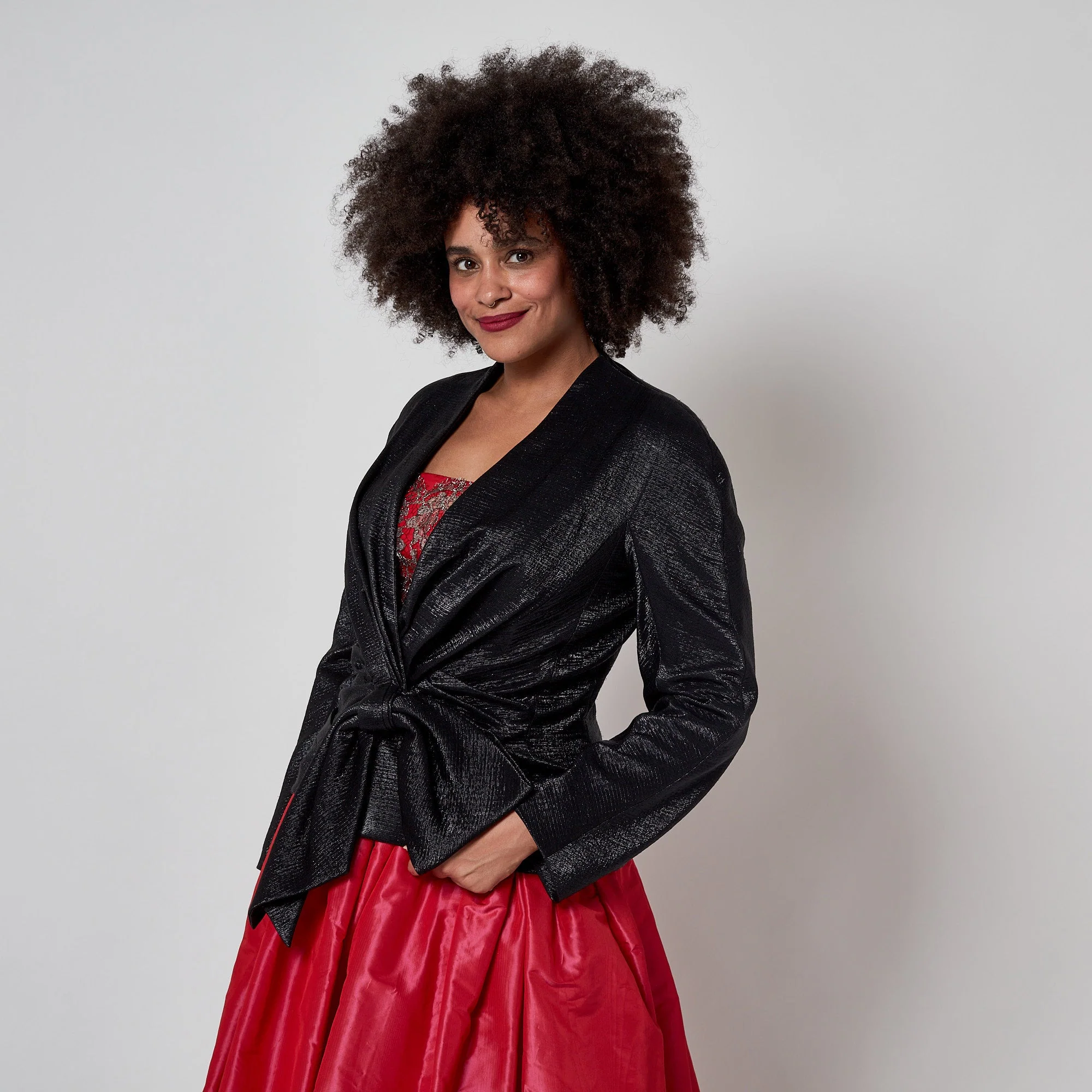 2009 Christian Dior Metallic Black Bar Jacket with Bow Front - Image 16