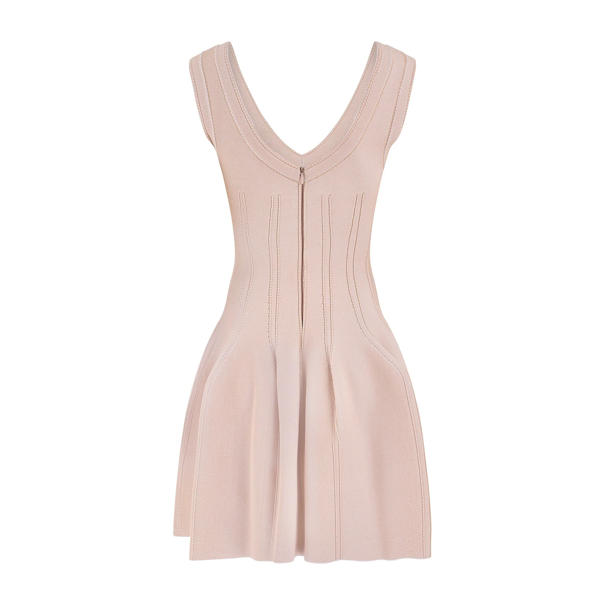 2013 Alaia Peachy Pink Knit Sculptural Skater Dress - Image 3