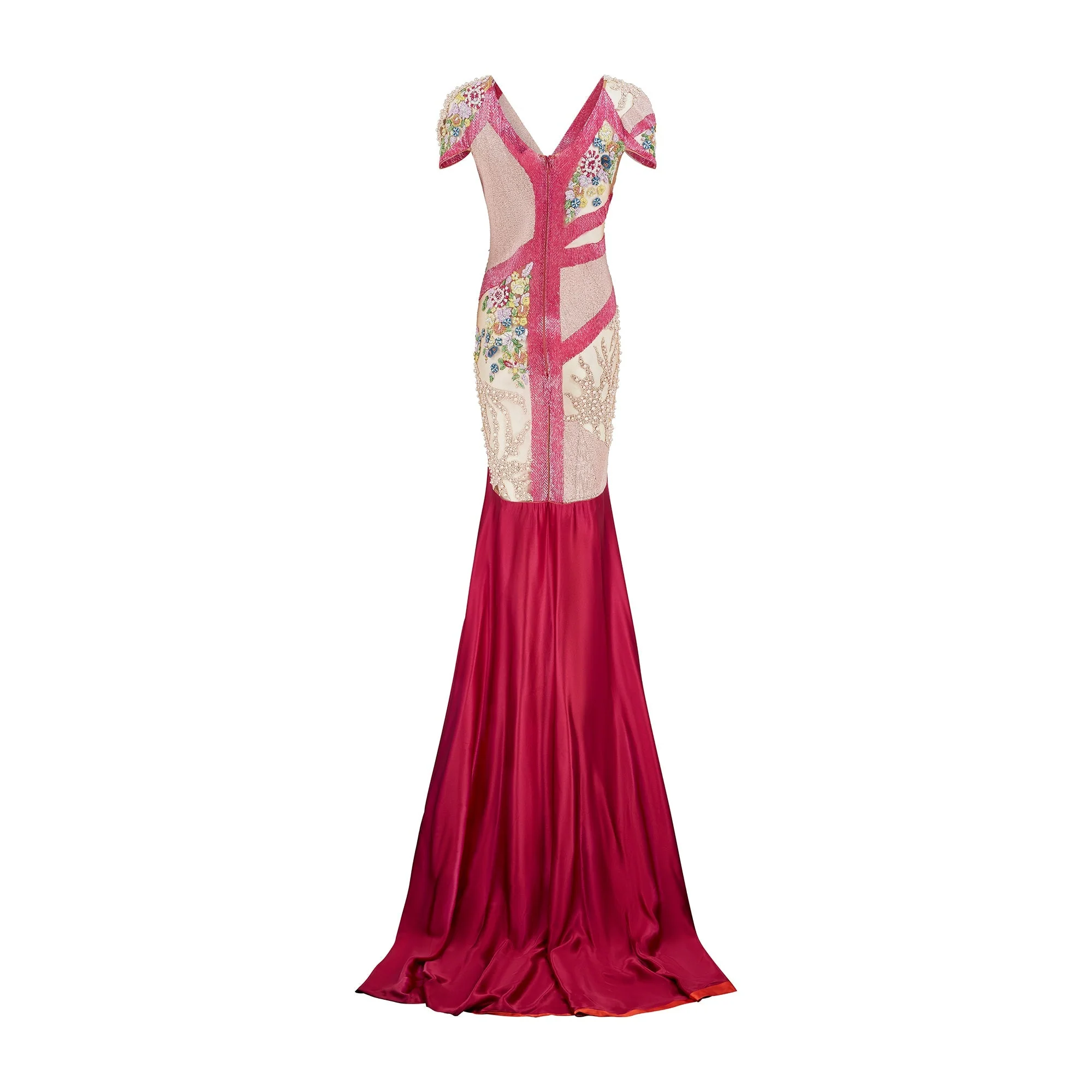 2017 Siah Howard Couture Runway Pink Maxi Dress with Silk Column Skirt - Image 3