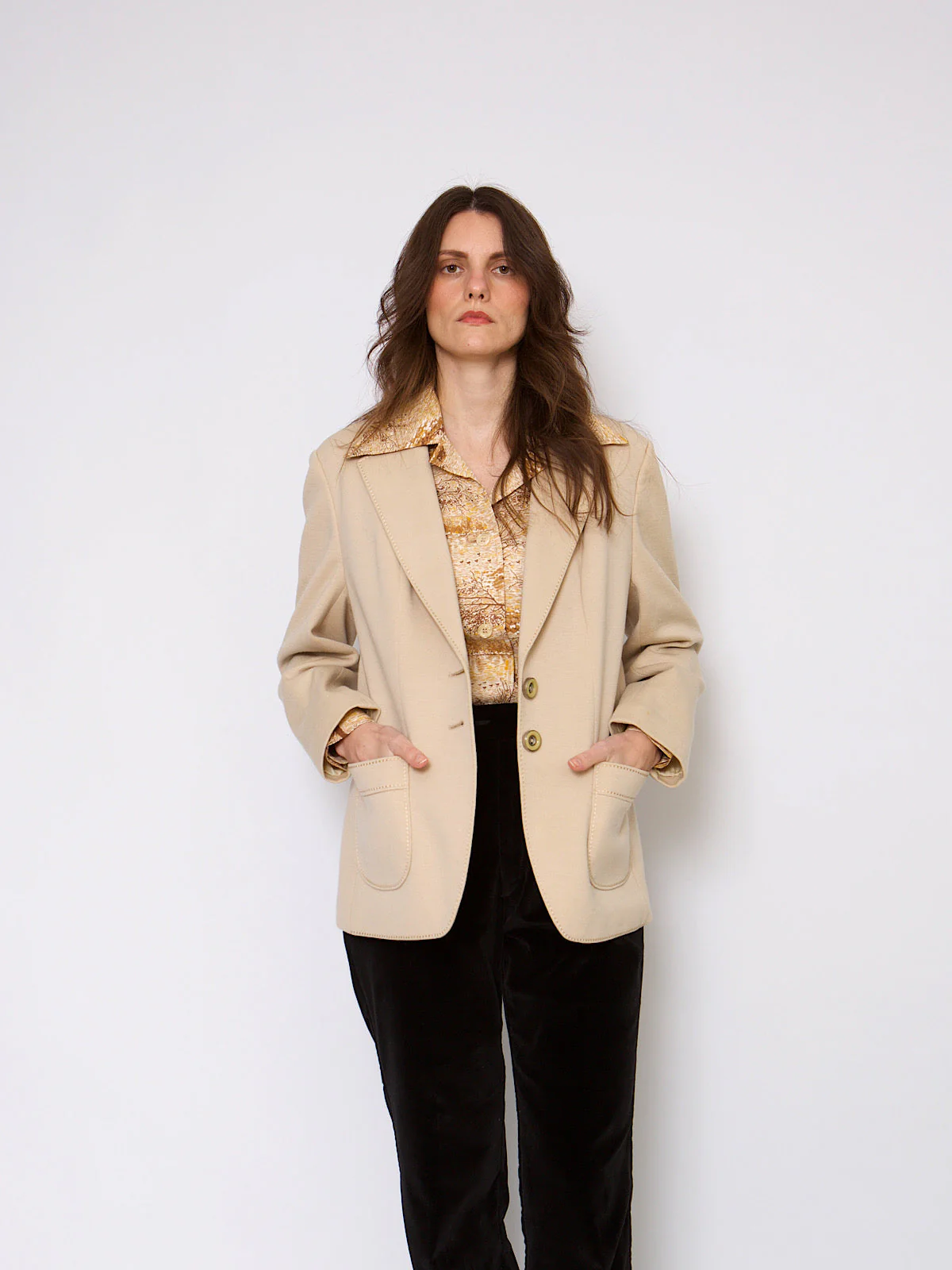 60s wool blazer jacket beige single breasted - Image 10