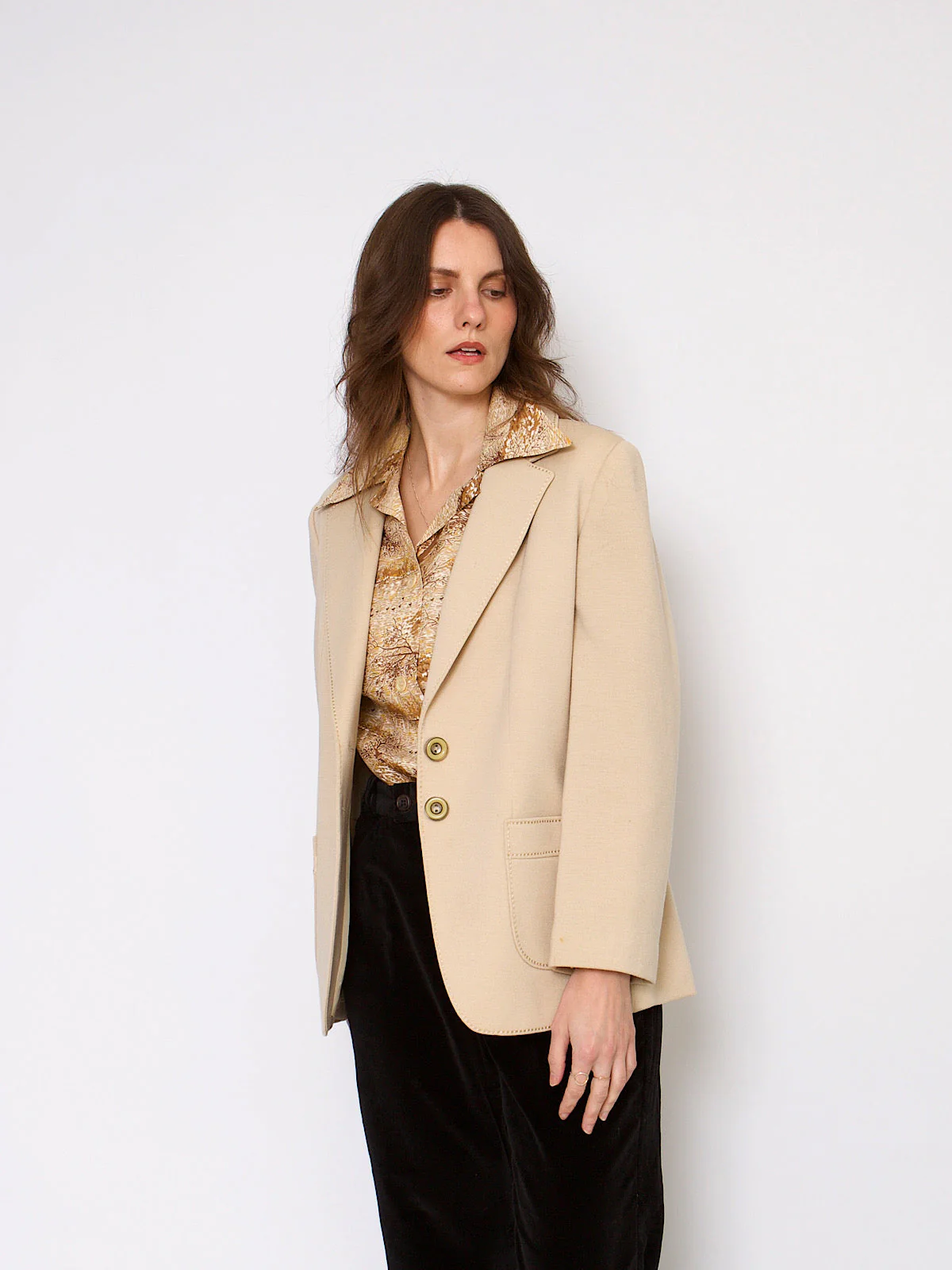 60s wool blazer jacket beige single breasted - Image 11