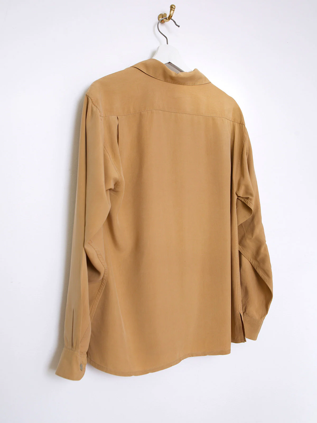90S SAFARI STYLE PURE SILK BEIGE SHIRT - Image 3