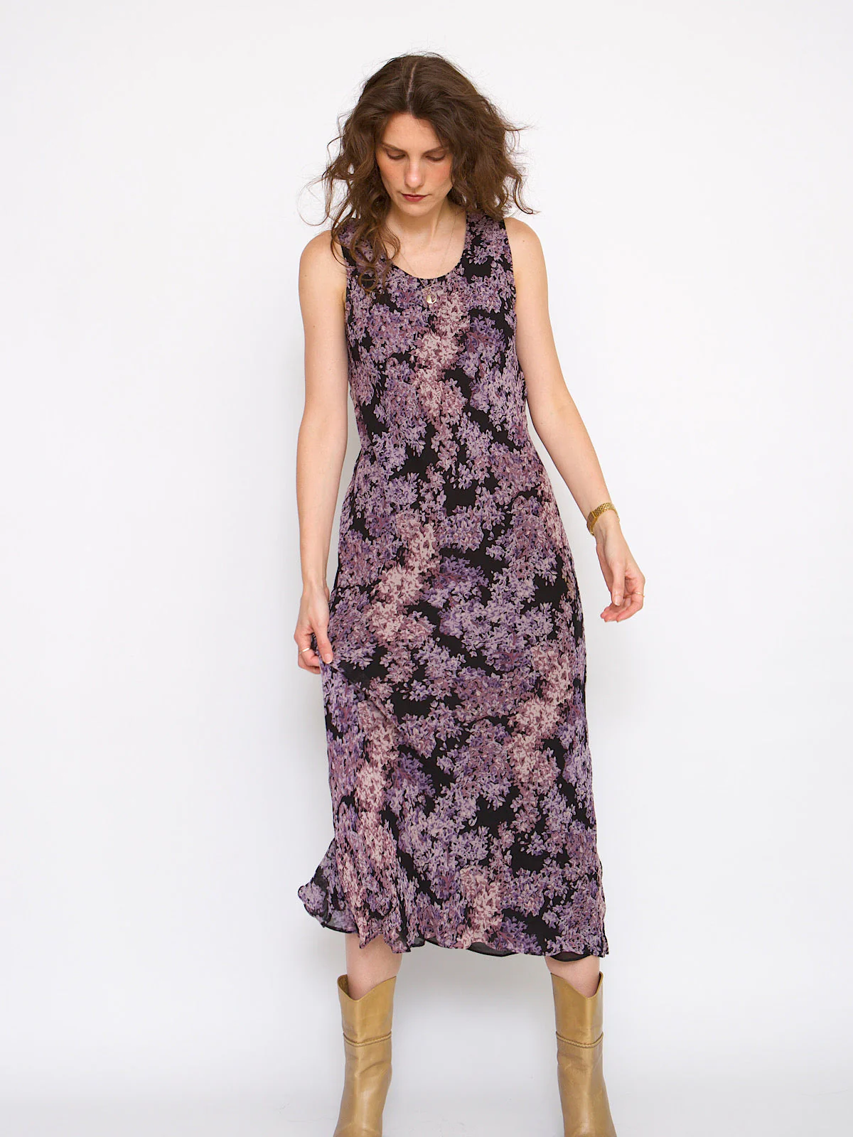 90s slip dress maxi length small flower print - Image 7
