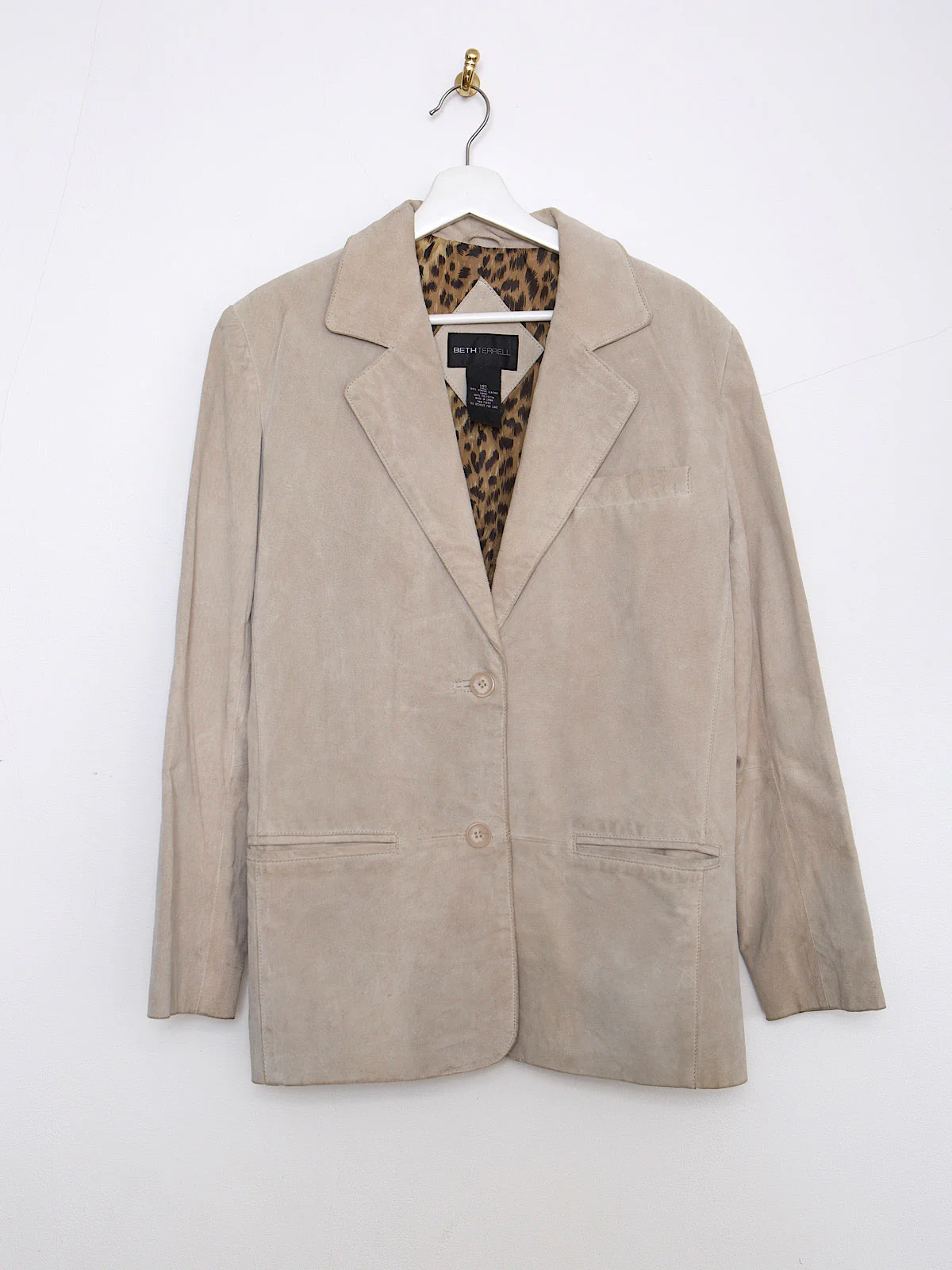90s vintage beige leather suede jacket - Image 9