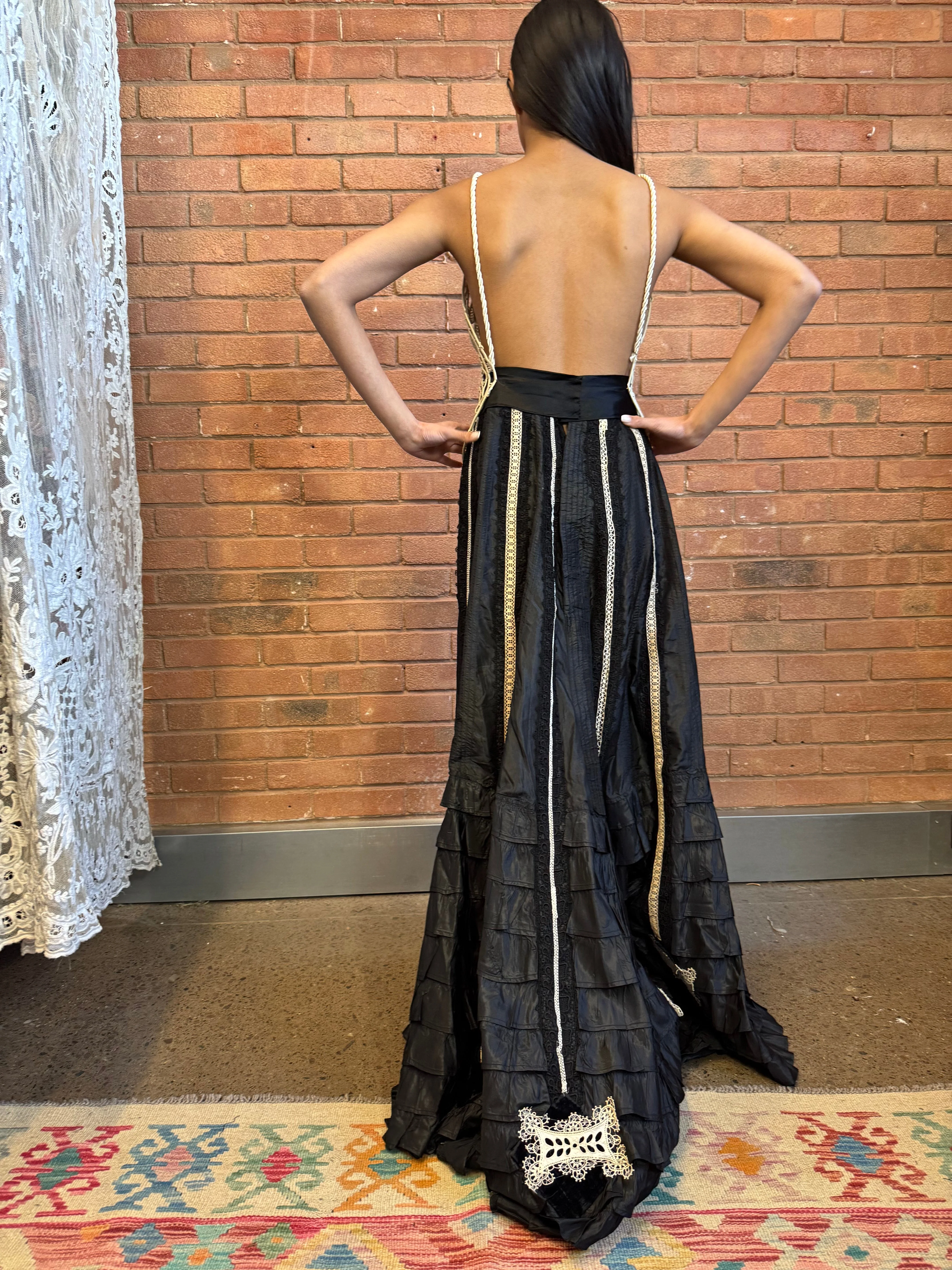 Alina, reworked Victorian tape work and silk lace dress - Image 10