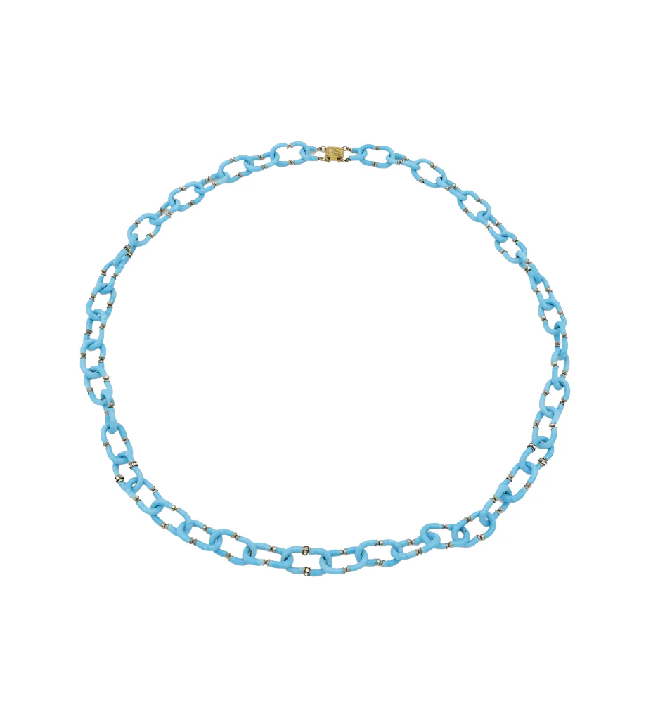 ARCHIMEDE SEGUSO FOR CHANEL 1960s LIGHT BLUE MURANO GLASS RHINESTONES NECKLACE
