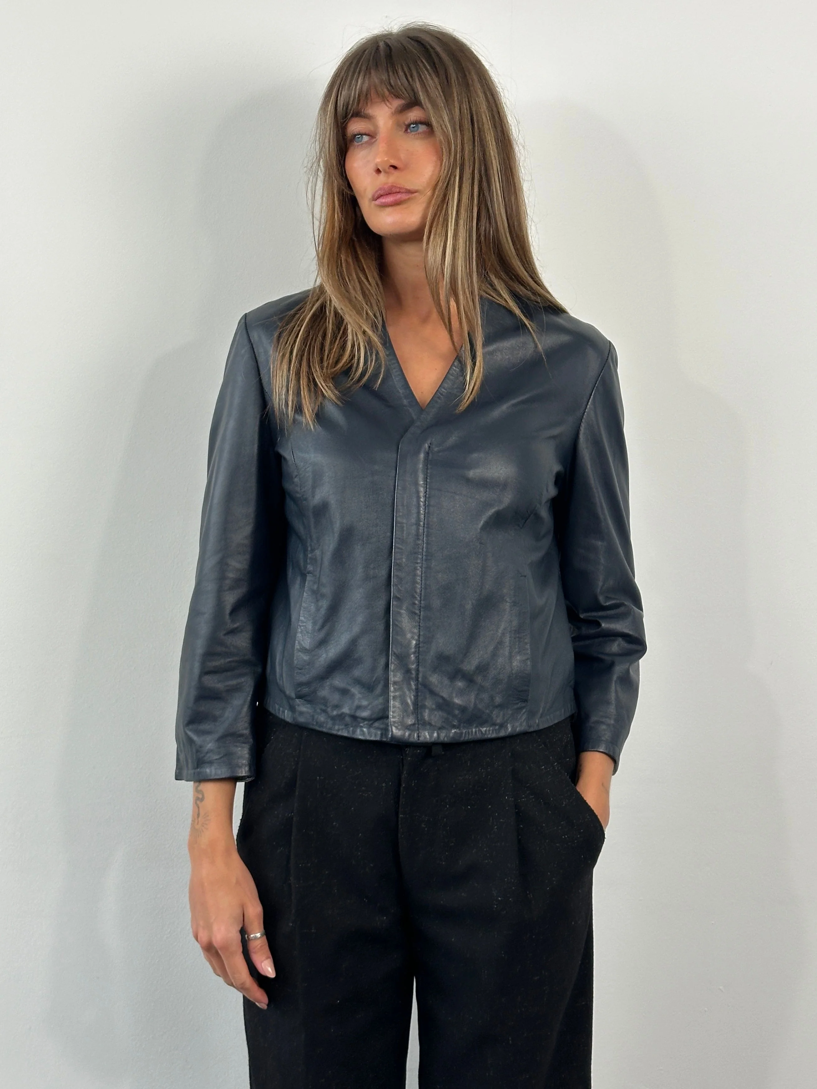 Armani Jeans 2000s Lamb Leather Jacket - S - Image 2