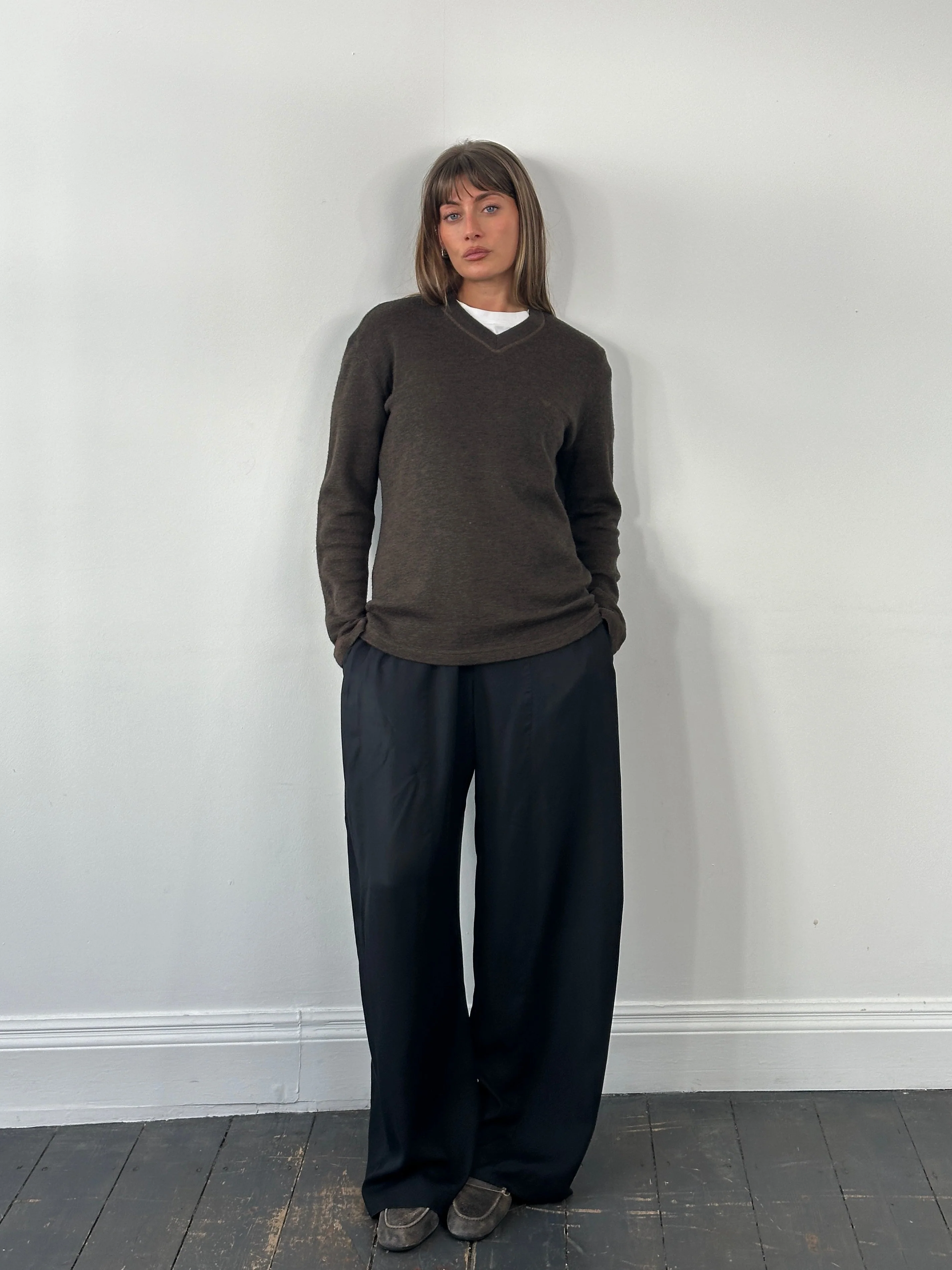 Armani Jeans 2000s Wool Logo V Neck Knitted Jumper - M - Image 4