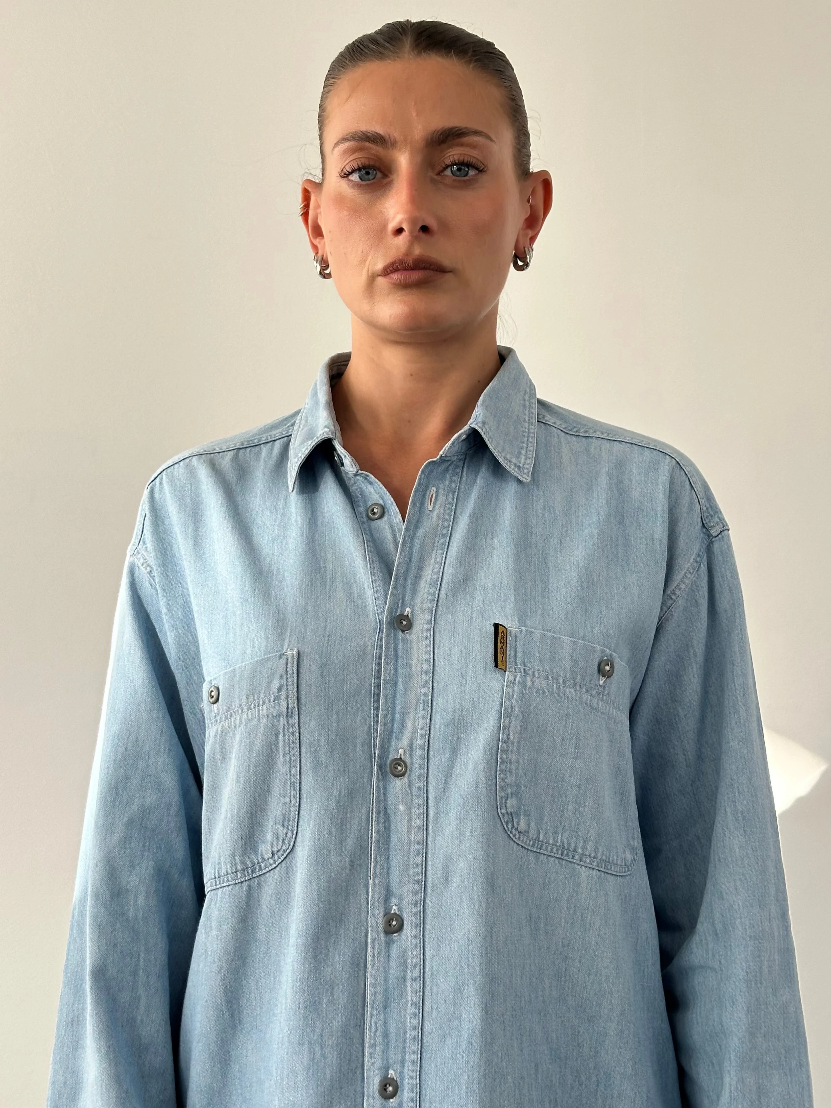 Armani Jeans Pure Cotton Denim Logo Shirt - XL - Image 10