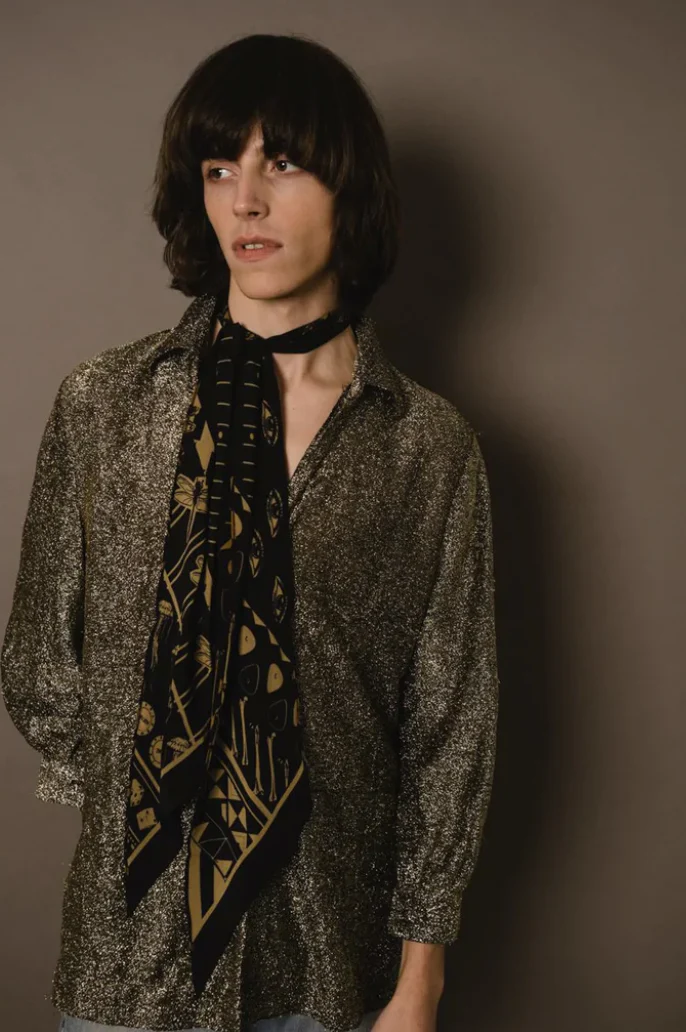Black & Gold The Rockins Classic Skinny Scarf - Image 3