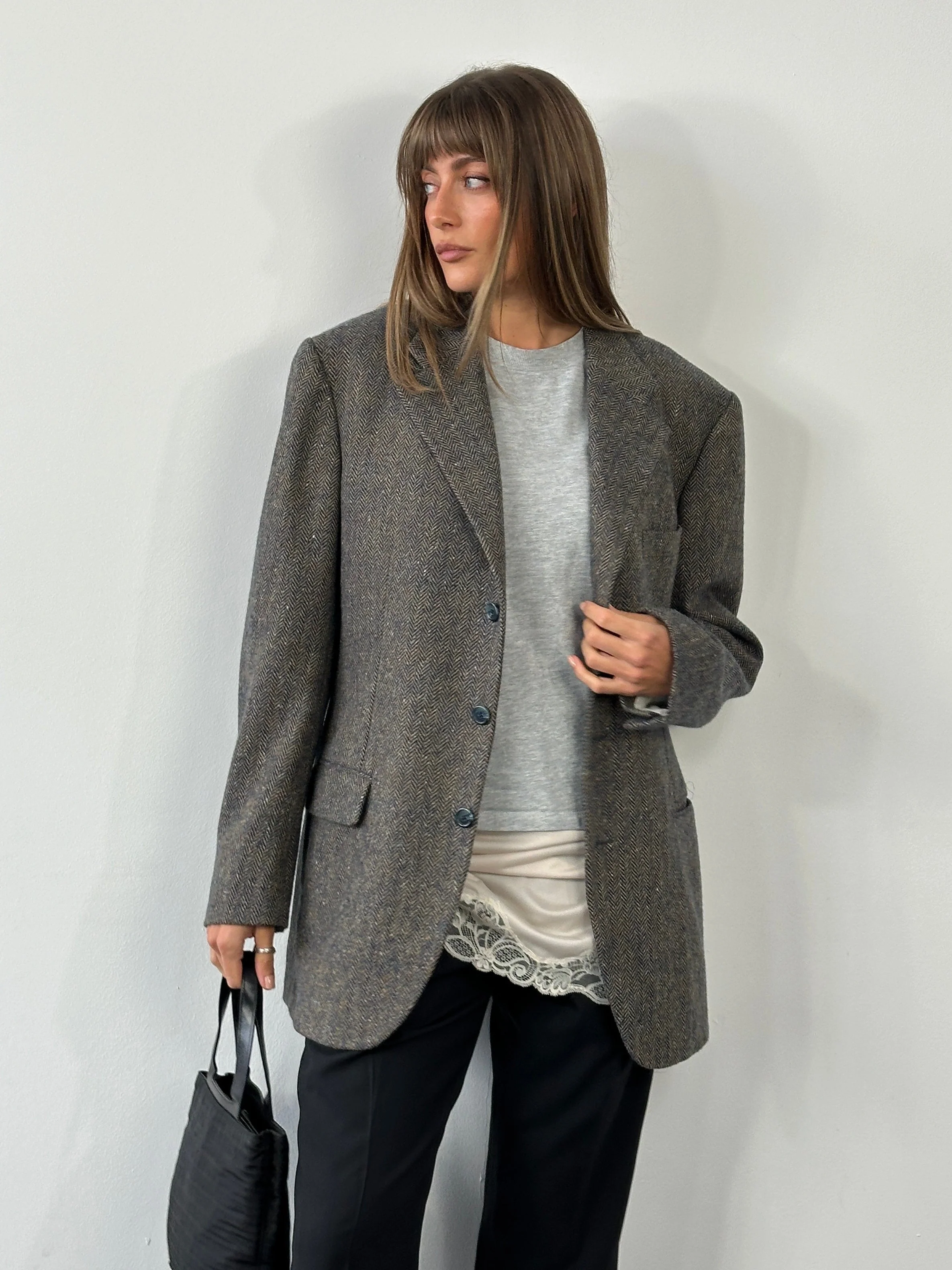 Burberry 1990s Herringbone Pure Wool Single Breasted Blazer - 42R/XL - Image 37