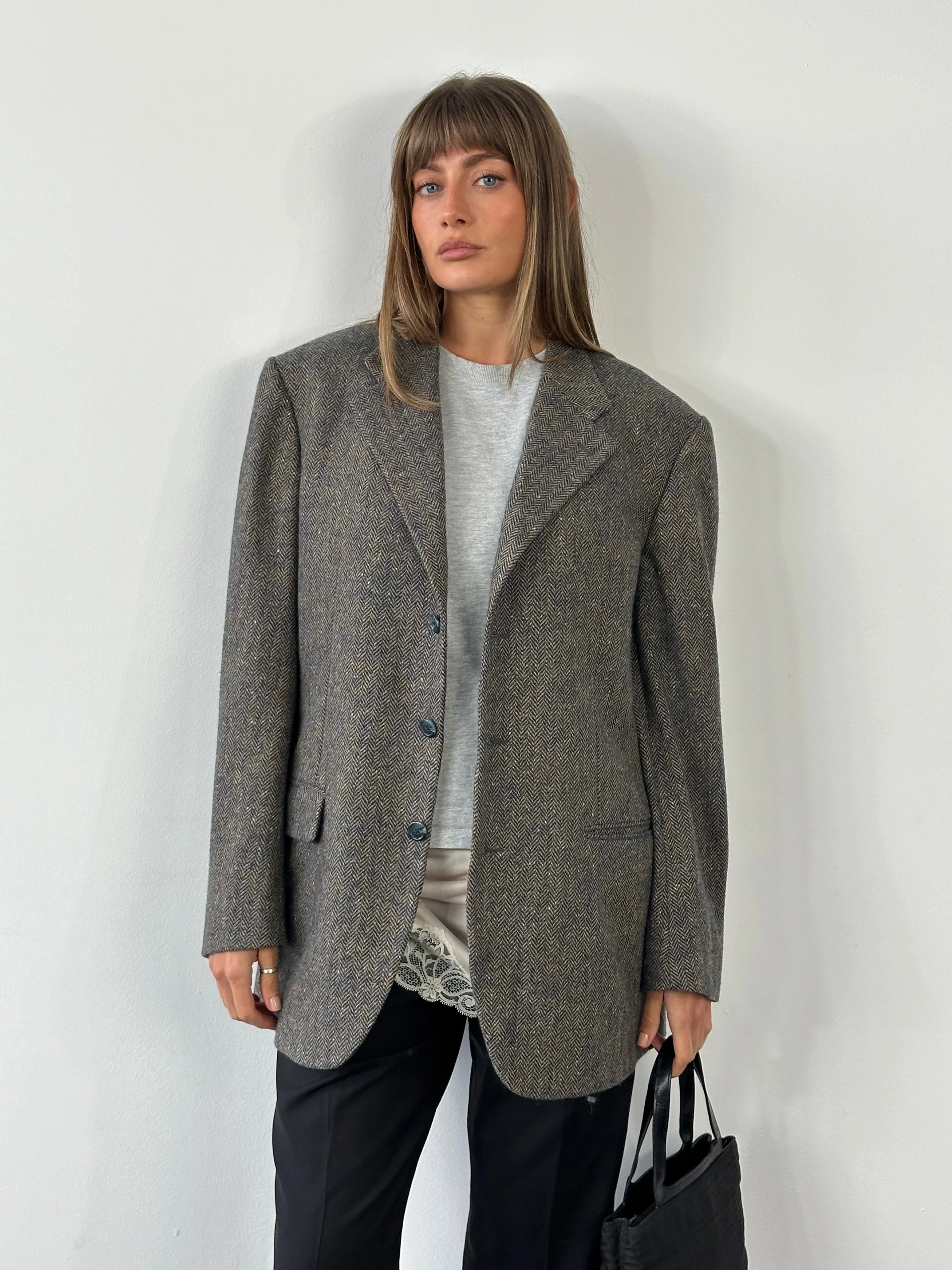 Burberry 1990s Herringbone Pure Wool Single Breasted Blazer - 42R/XL - Image 38