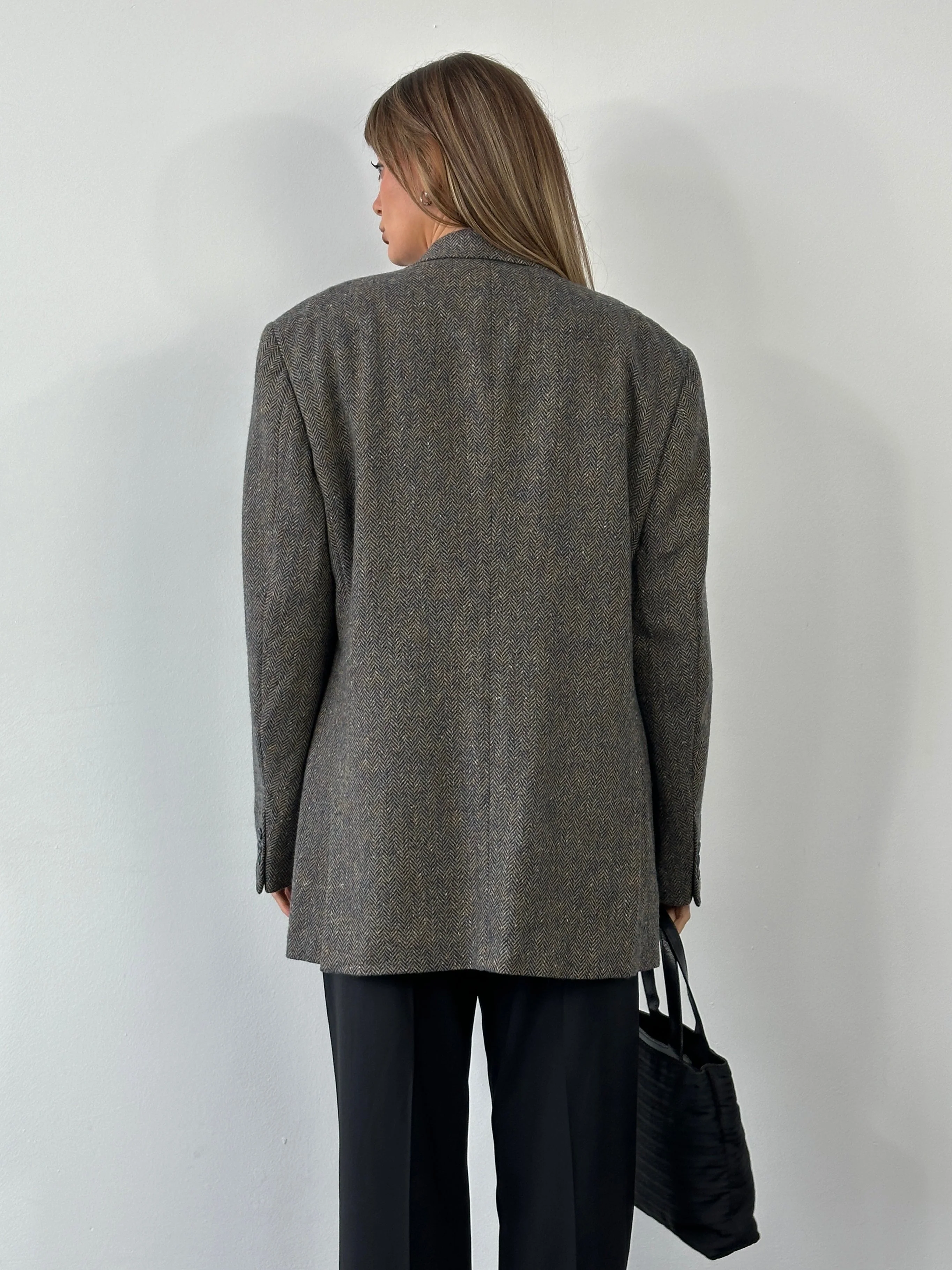 Burberry 1990s Herringbone Pure Wool Single Breasted Blazer - 42R/XL - Image 7