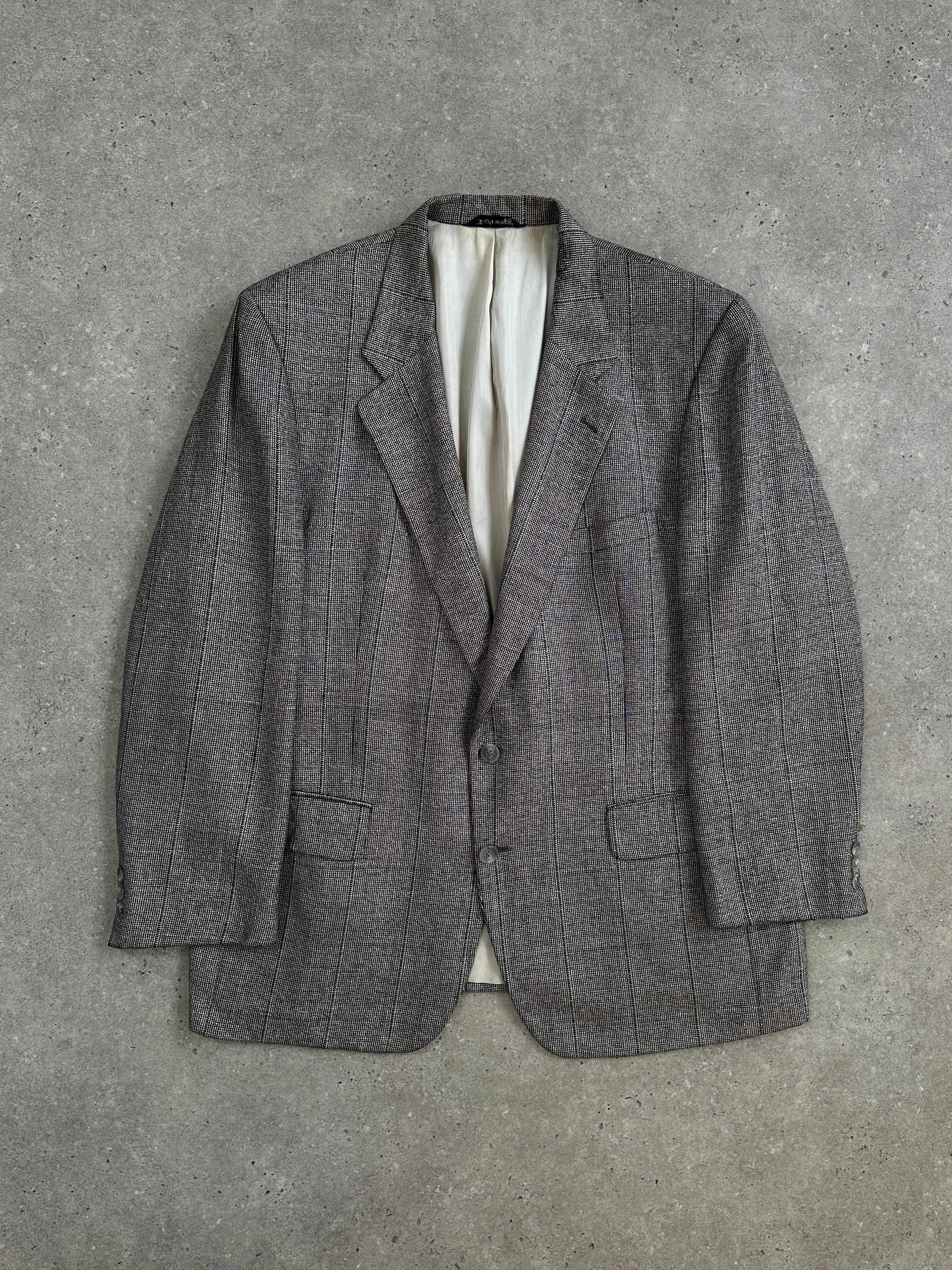 Burberry 1990s Wool Micro Check Single Breasted Blazer - 46R/XXL - Image 2